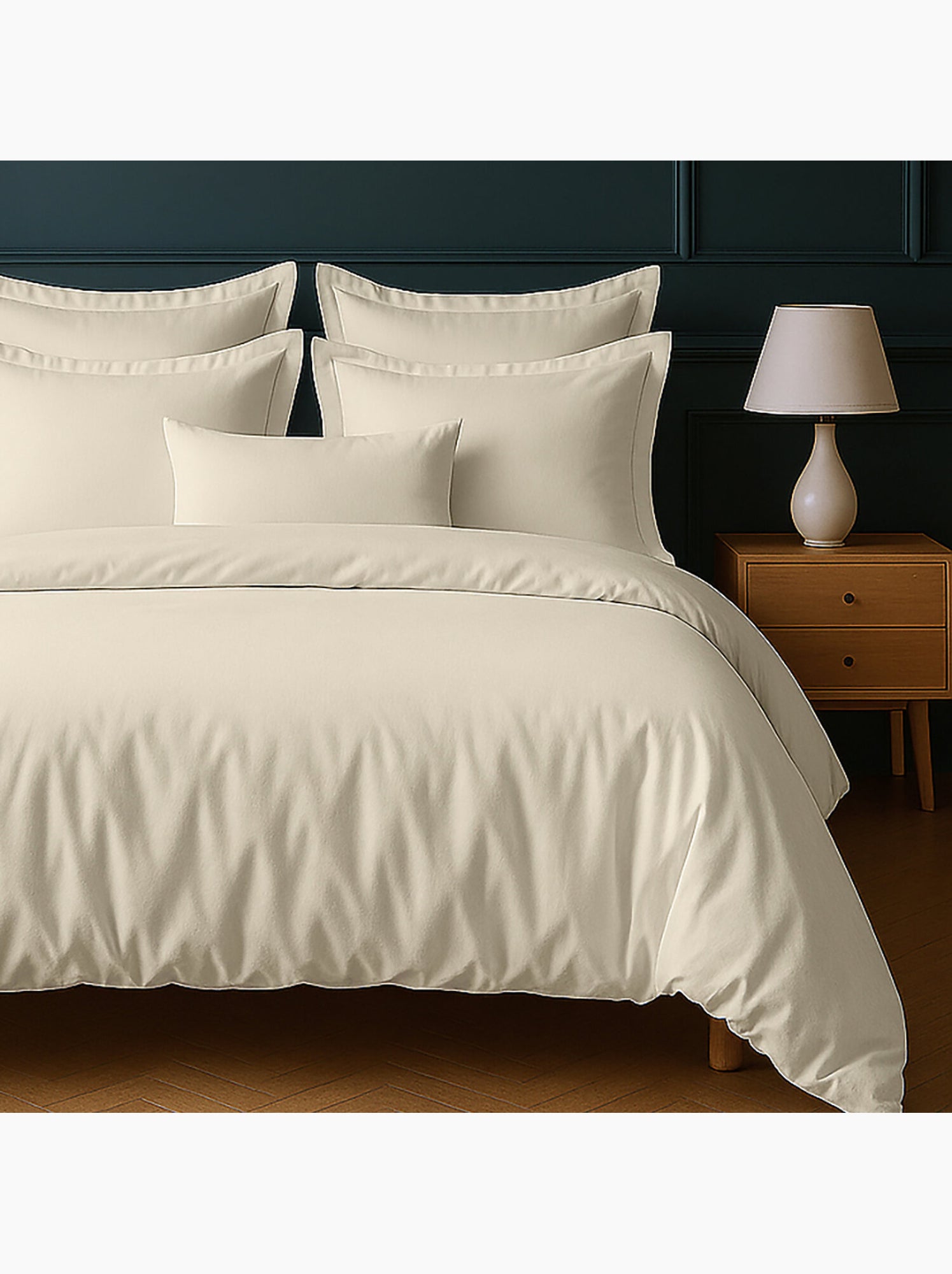 Parure housse de couette 100 % coton essentiel - Ivoire