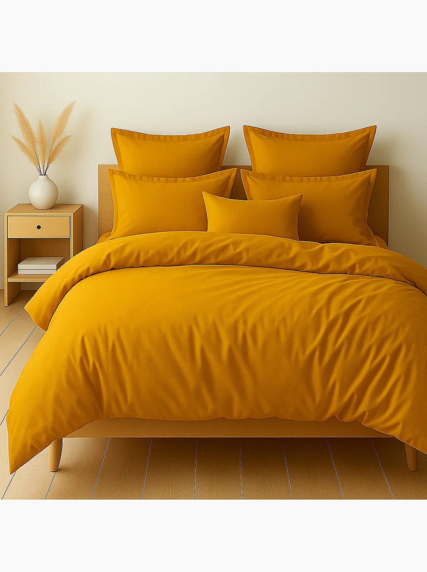Parure housse de couette 100 % coton essentiel - Safran