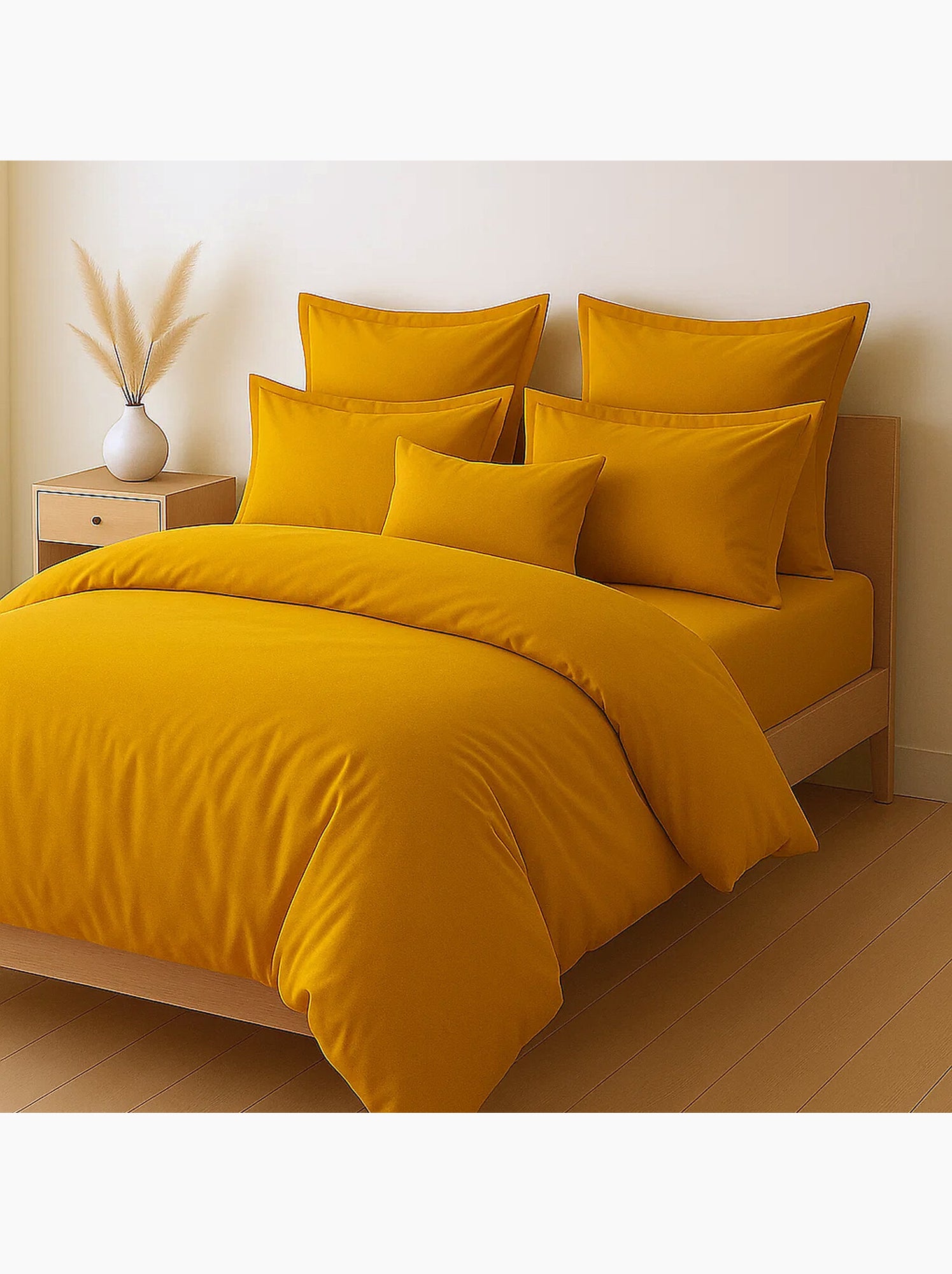 Parure housse de couette 100 % coton essentiel - Safran