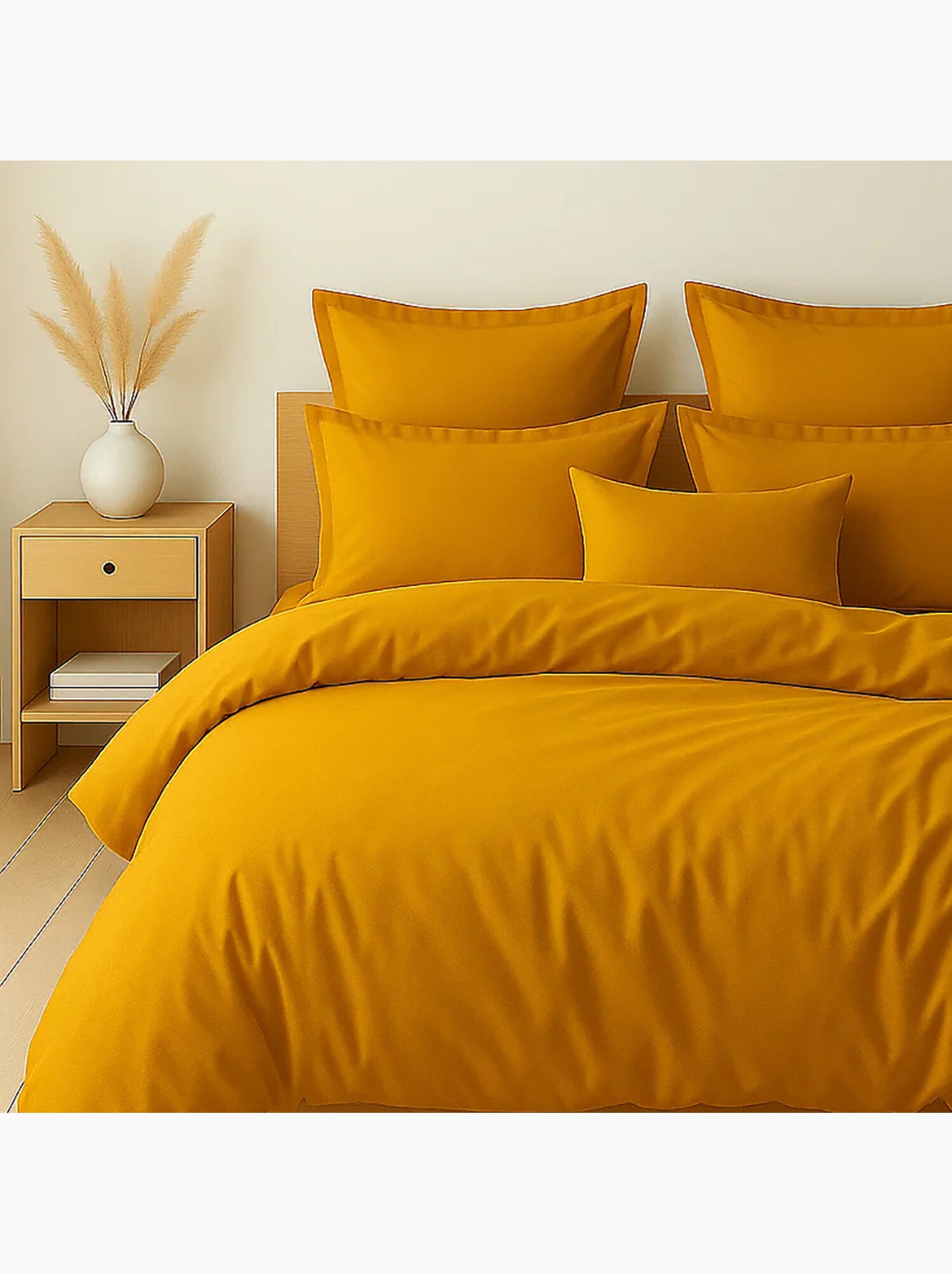 Parure housse de couette 100 % coton essentiel - Safran