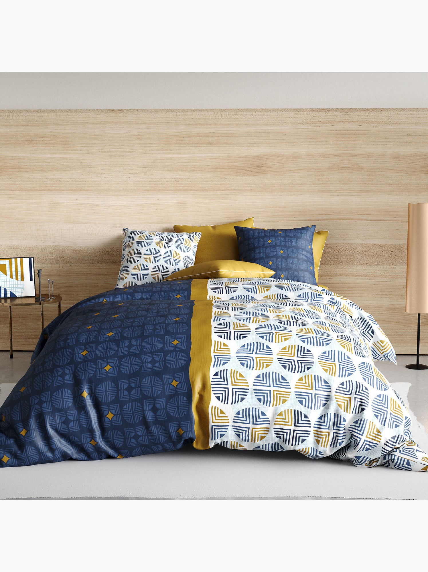 Parure housse de couette 100 % coton sirius - Bleu