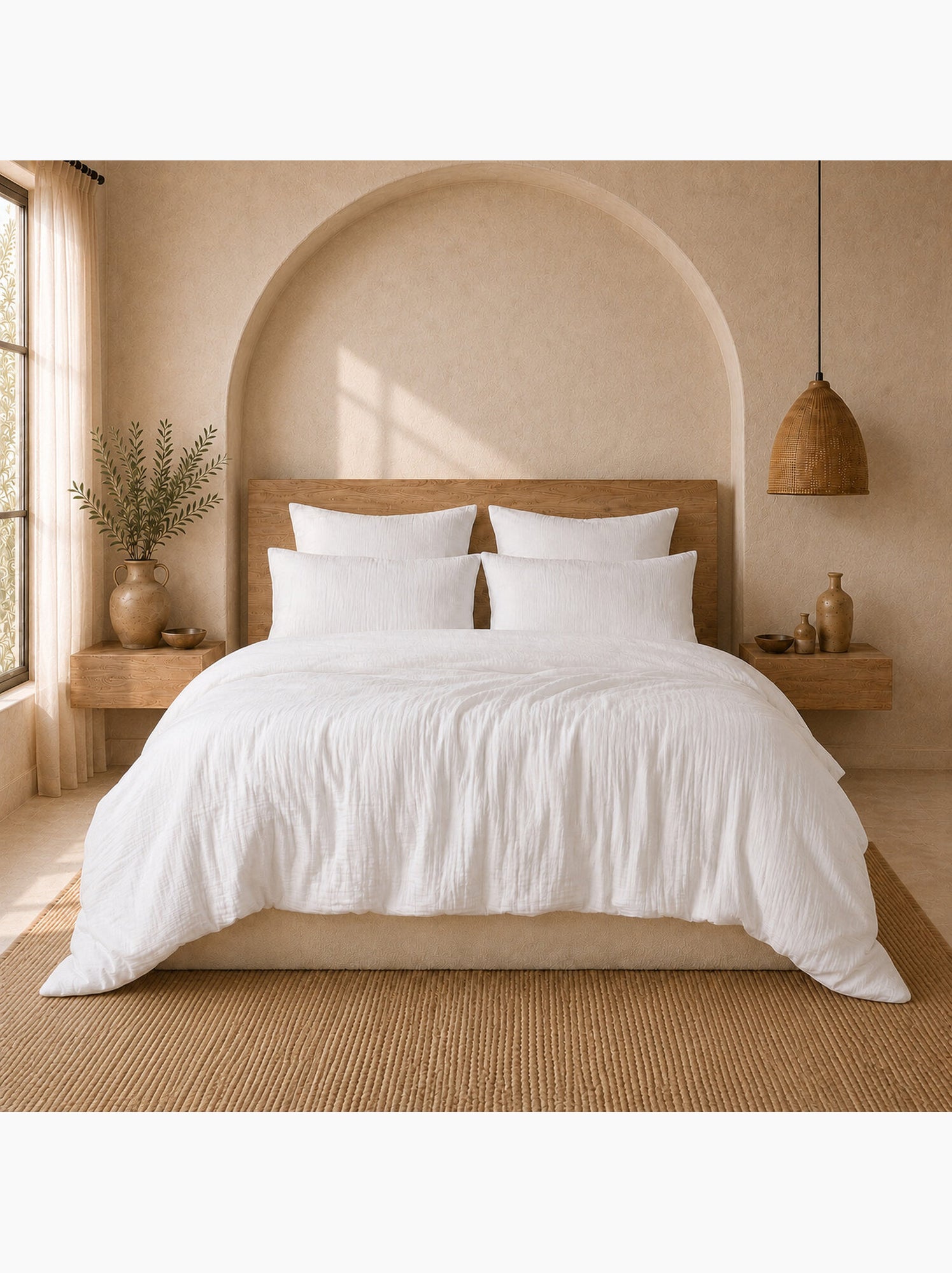 Parure housse de couette 100 % gaze de coton ava - Blanc