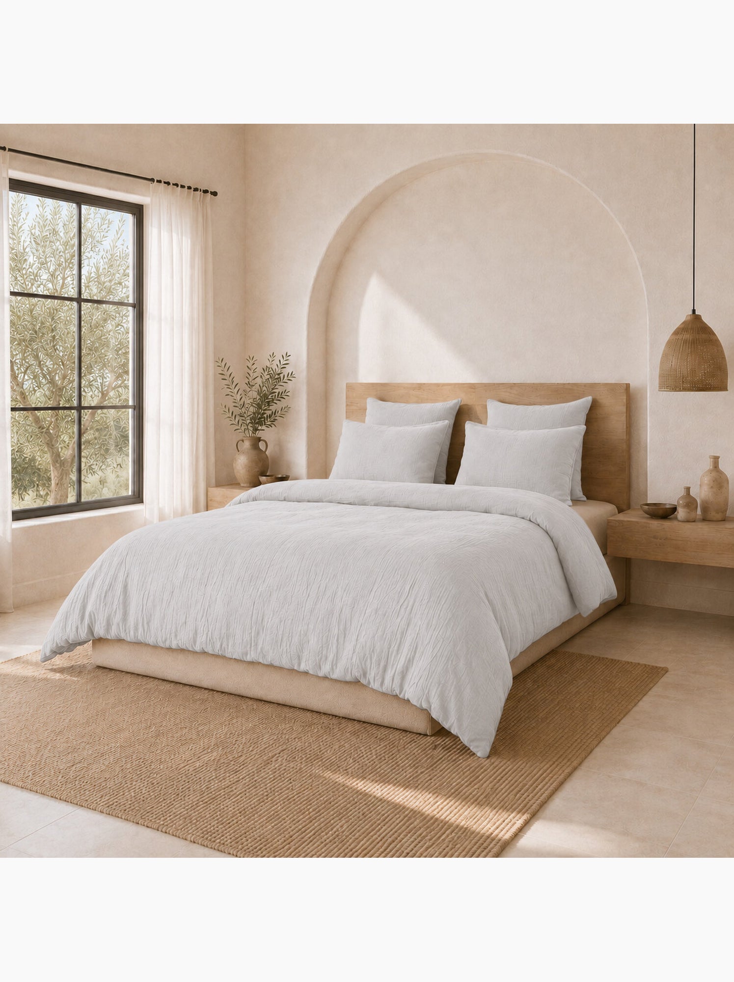 Parure housse de couette 100 % gaze de coton ava - Gris glacier