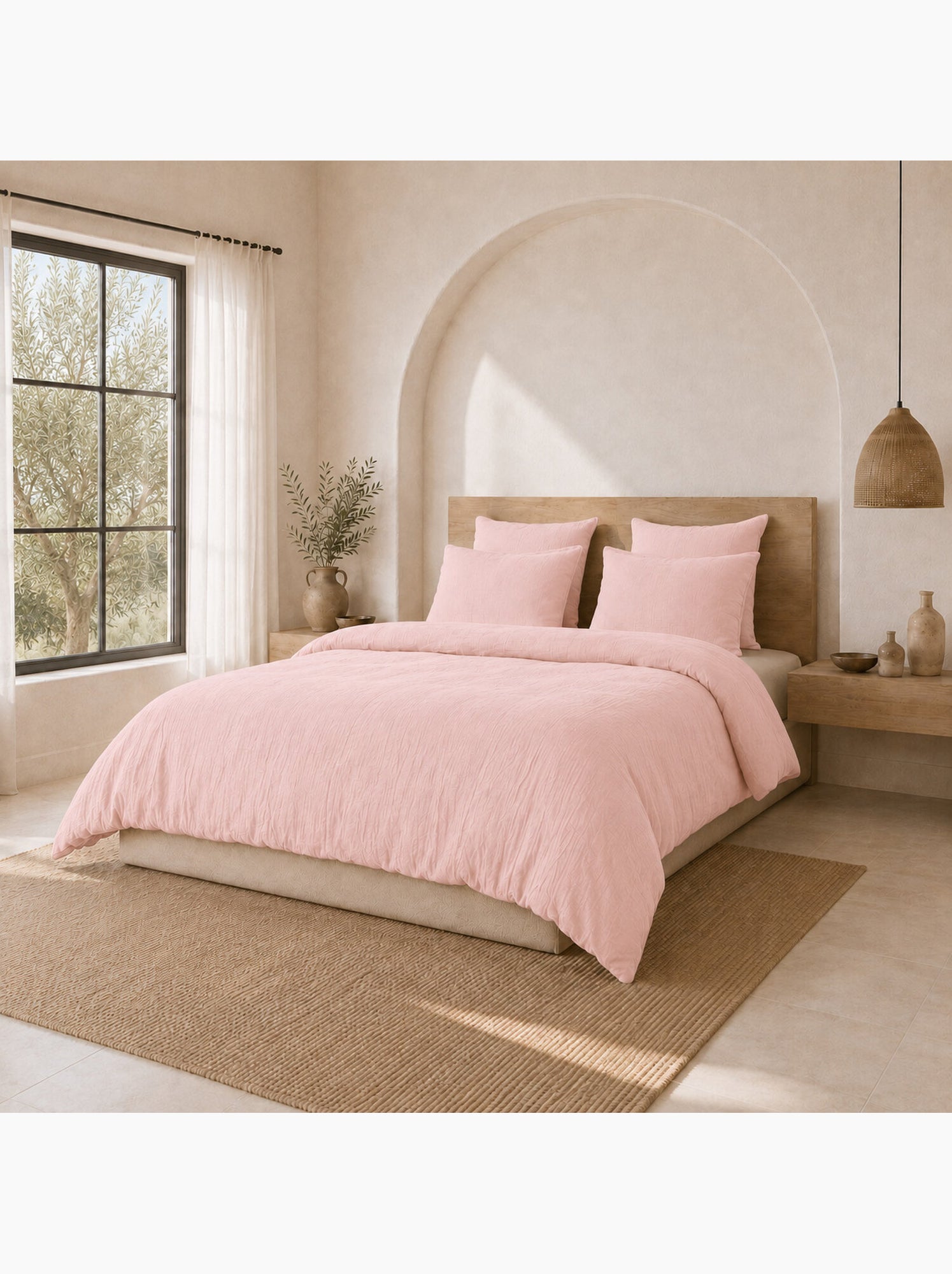 Parure housse de couette 100 % gaze de coton ava - Rose lotus