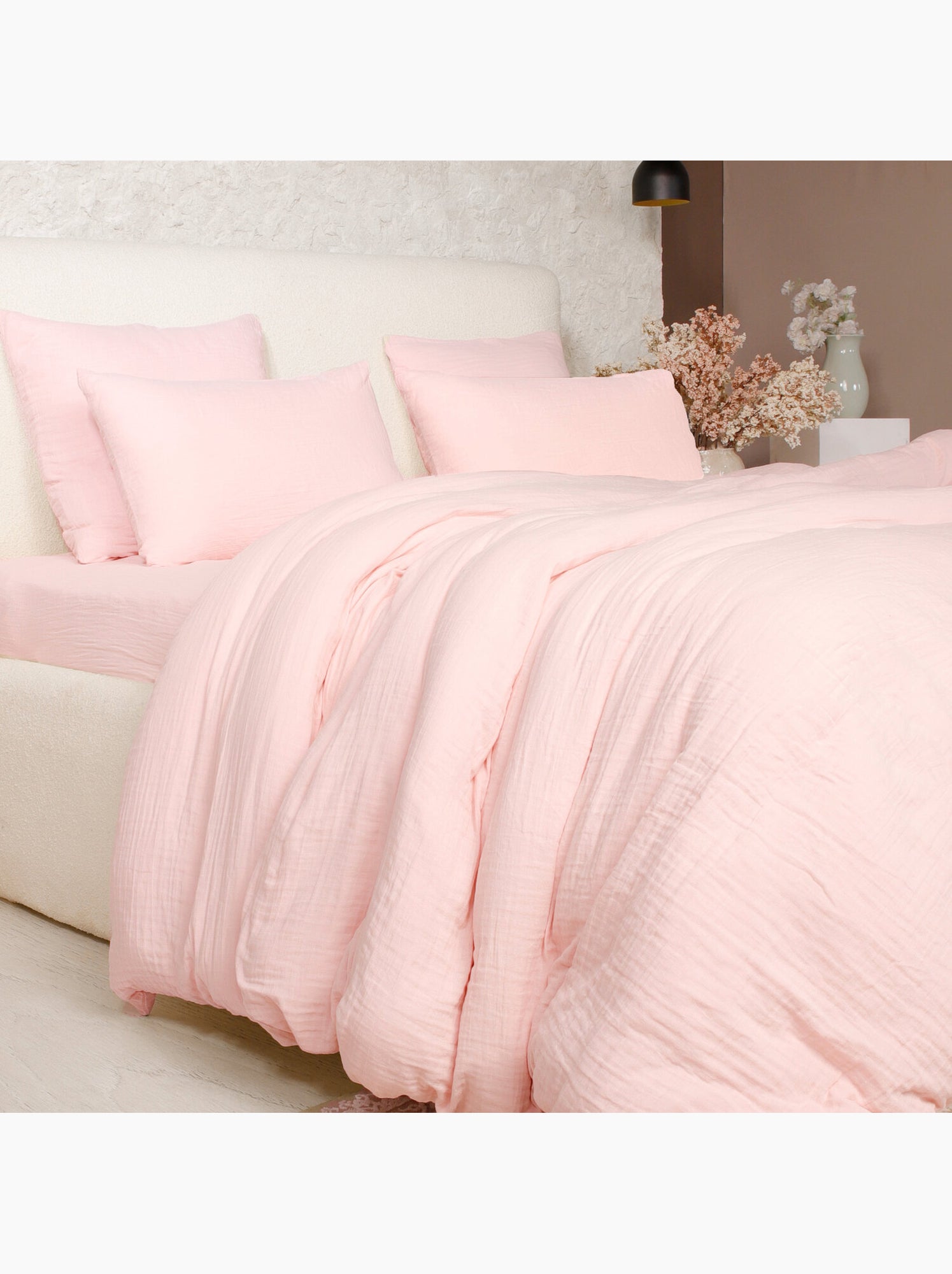 Parure housse de couette 100 % gaze de coton ava - Rose lotus