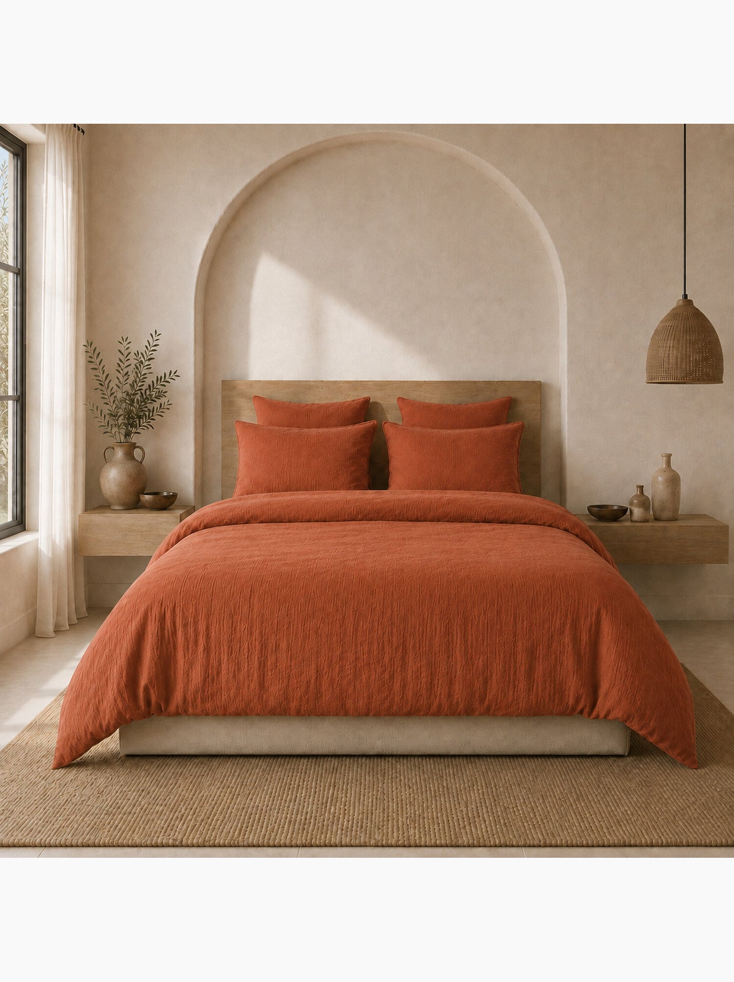 Parure housse de couette 100 % gaze de coton ava - Safran