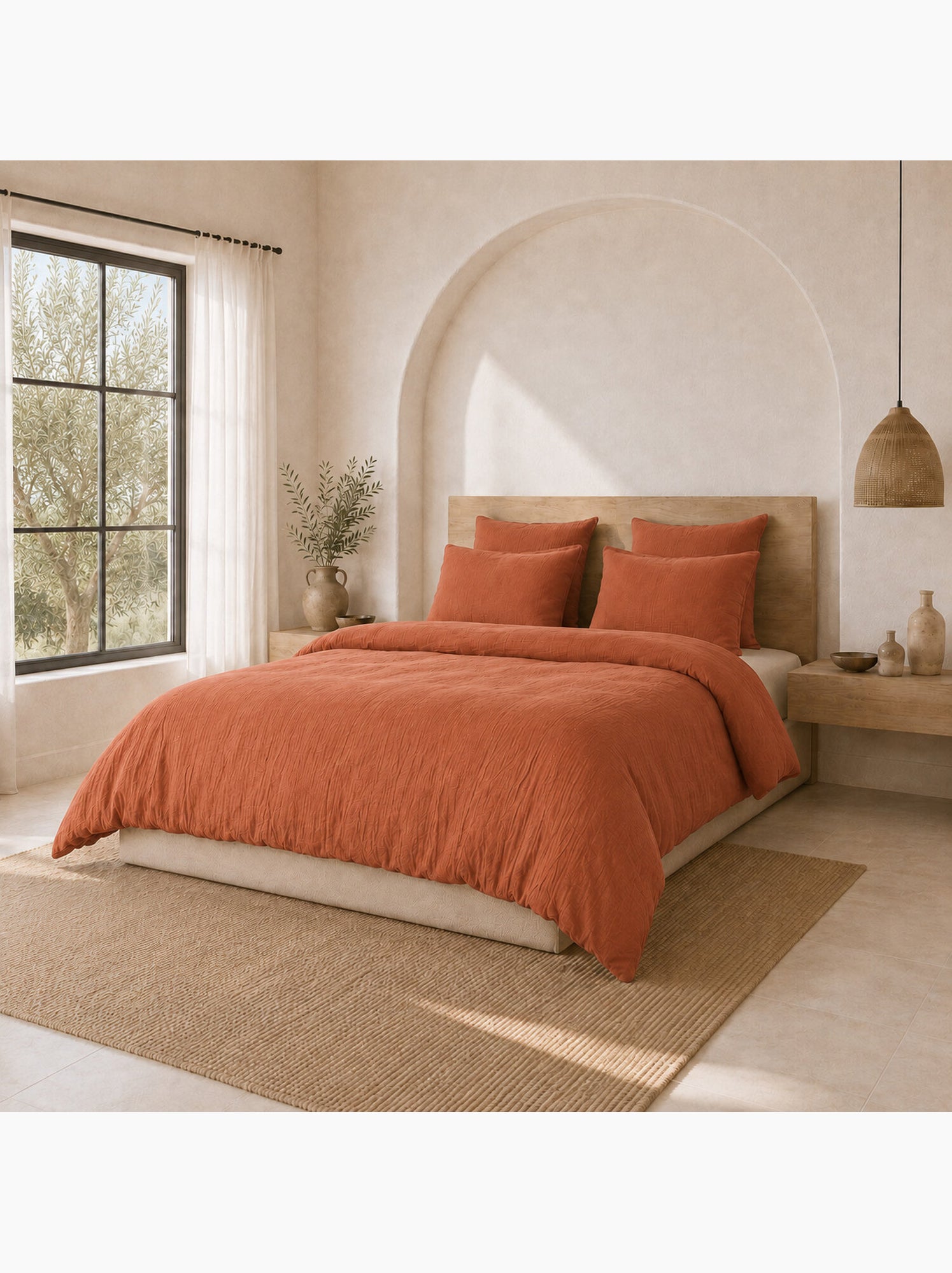 Parure housse de couette 100 % gaze de coton ava - Safran