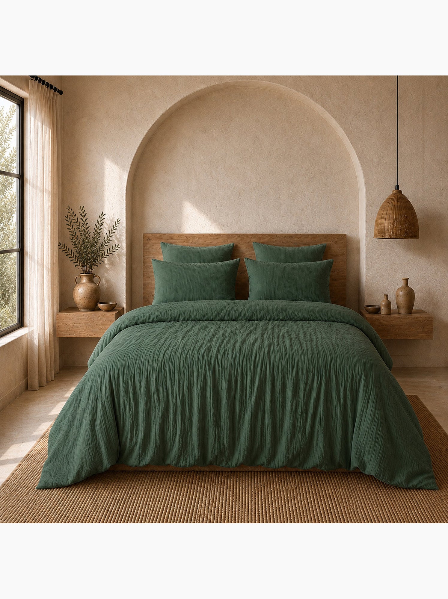 Parure housse de couette 100 % gaze de coton ava - Vert