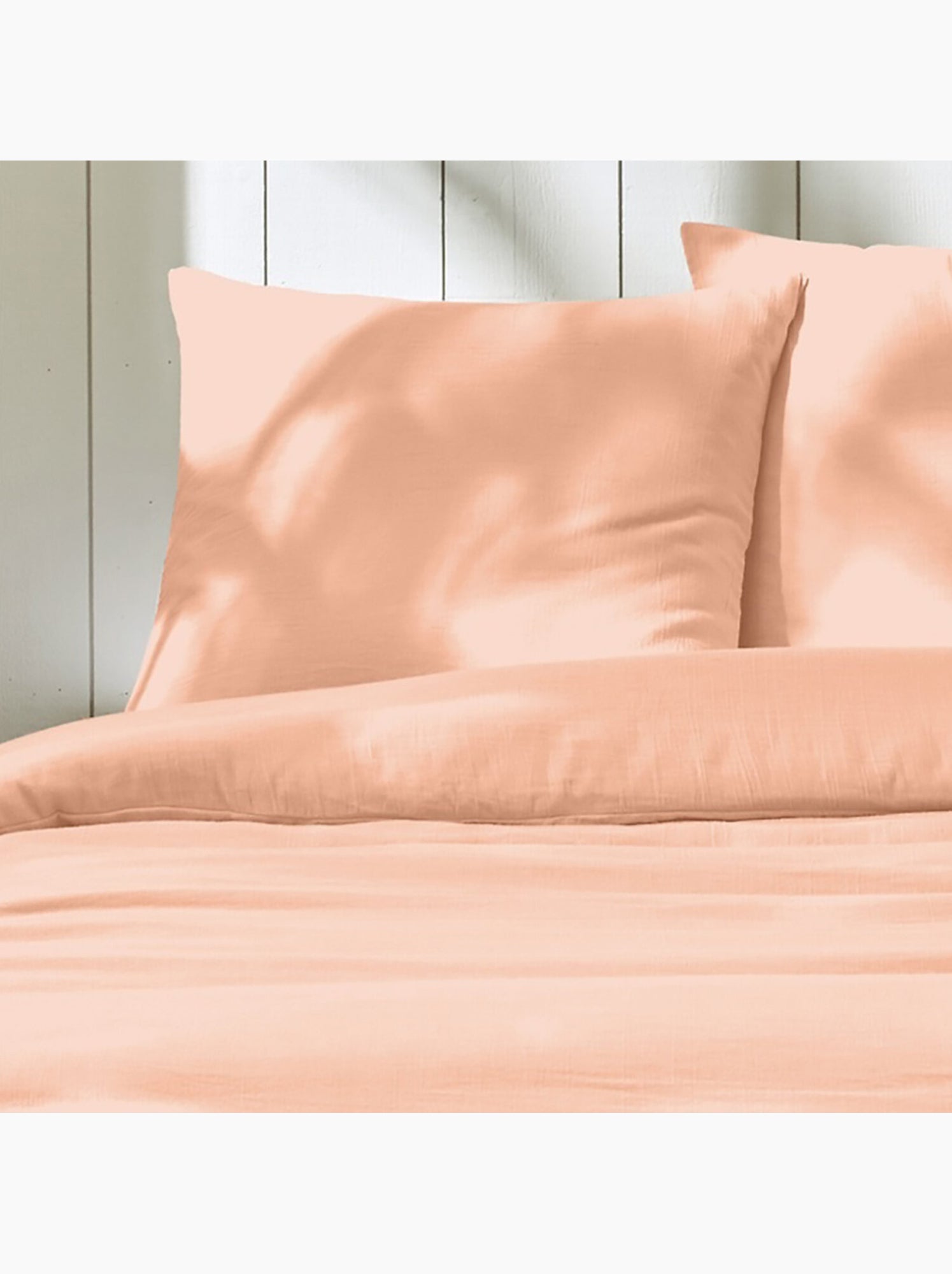 Parure housse de couette + taie(s) gaze coton ozen - Corail