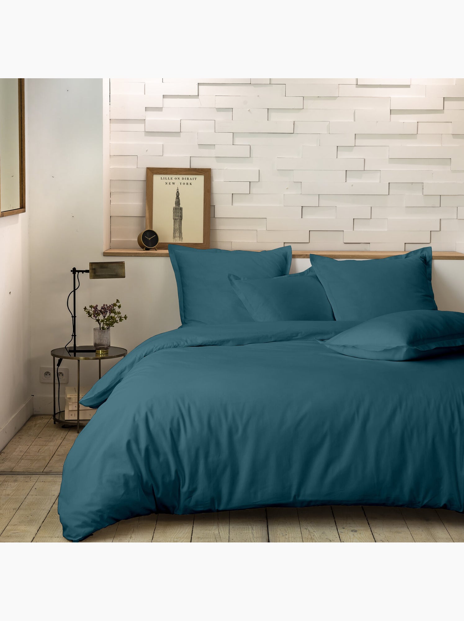 Parure de lit 240x220 cm percale de coton unie - mura - Vert