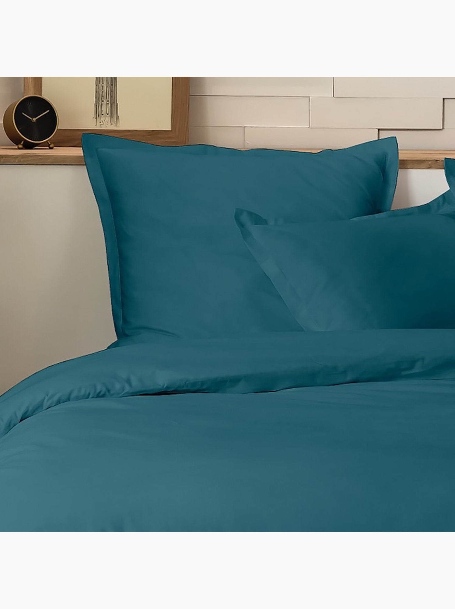 Parure de lit 240x220 cm percale de coton unie - mura - Vert