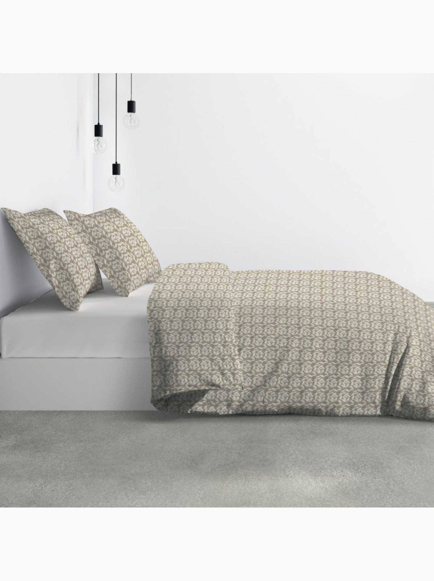 Parure housse de couette 100 % polyester carmel - Multicolore
