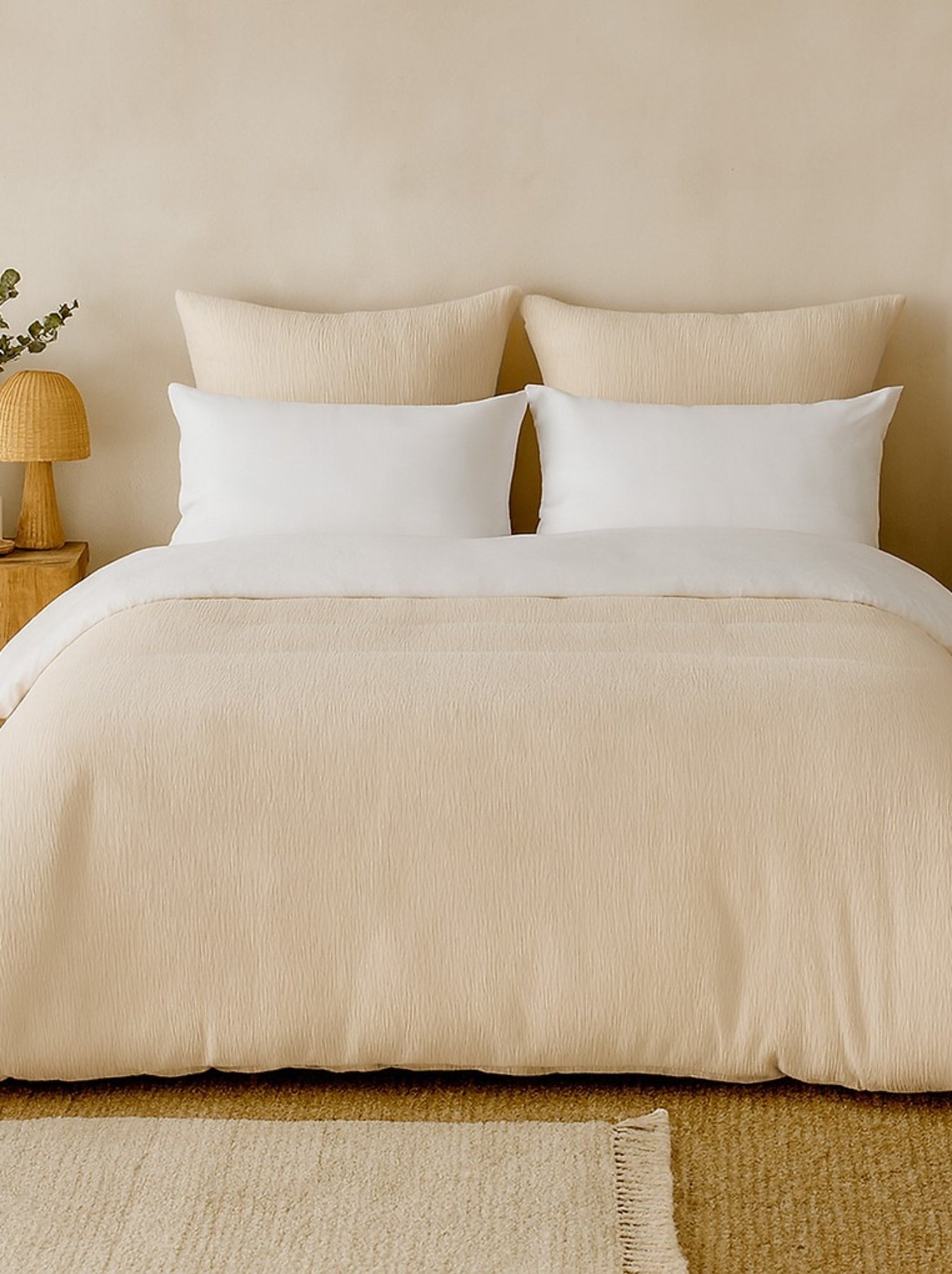 Parure housse de couette 100 % polyester maya - Blanc Ecru