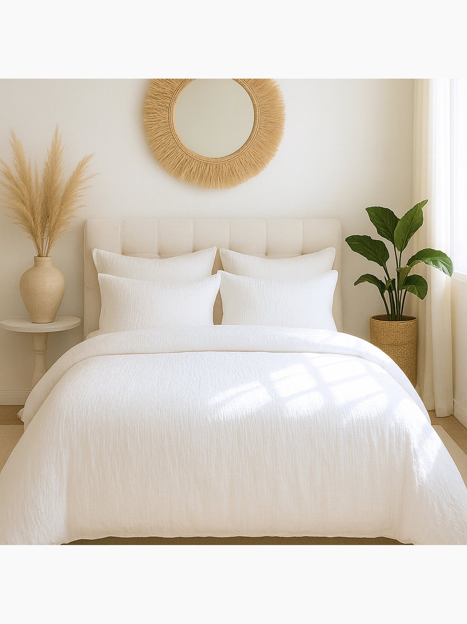Parure housse de couette 100 % polyester maya - Blanc
