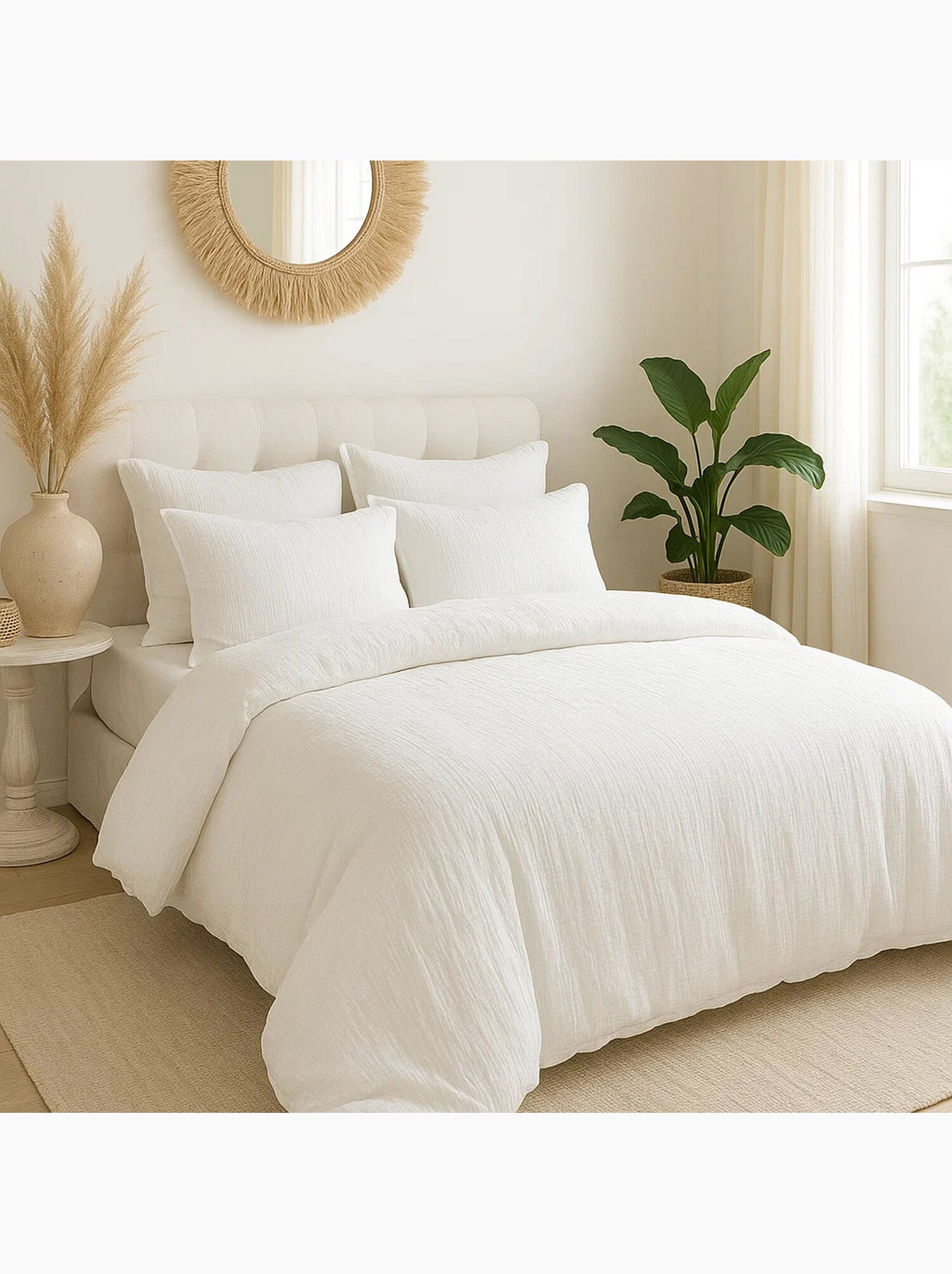Parure housse de couette 100 % polyester maya - Blanc