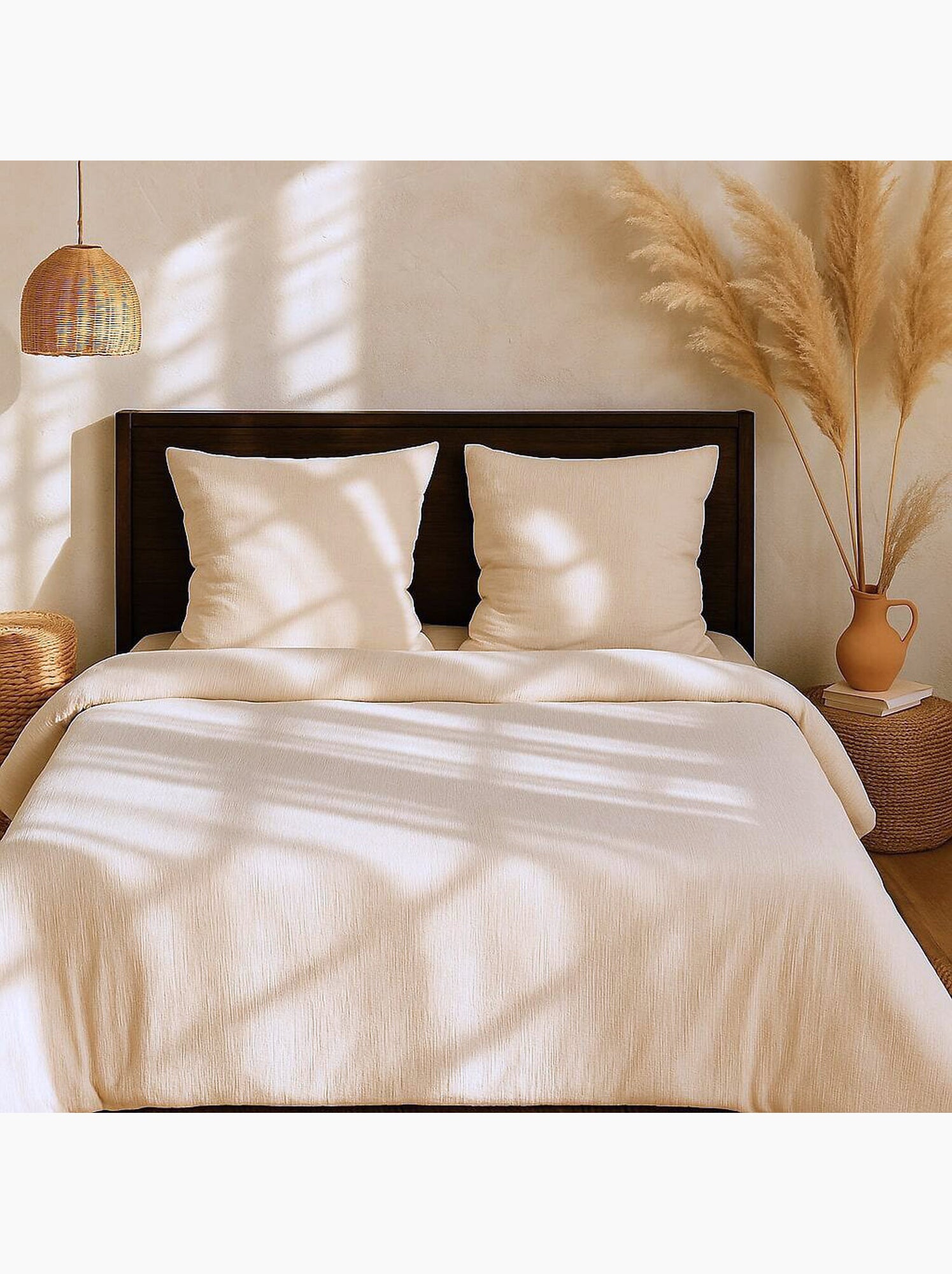 Parure housse de couette 100 % polyester maya - Ecru