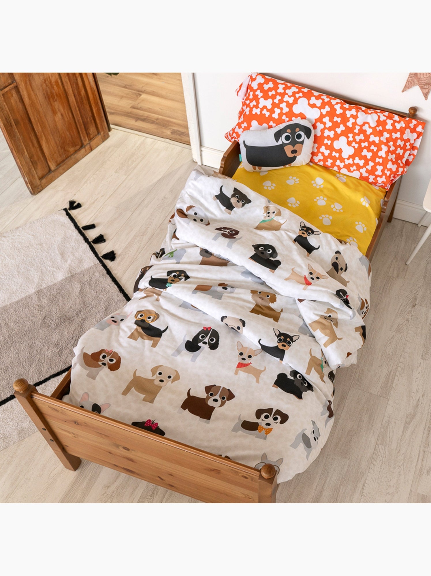Parure housse de couette 2 pièces dogs "happyfriday" - Multicolore