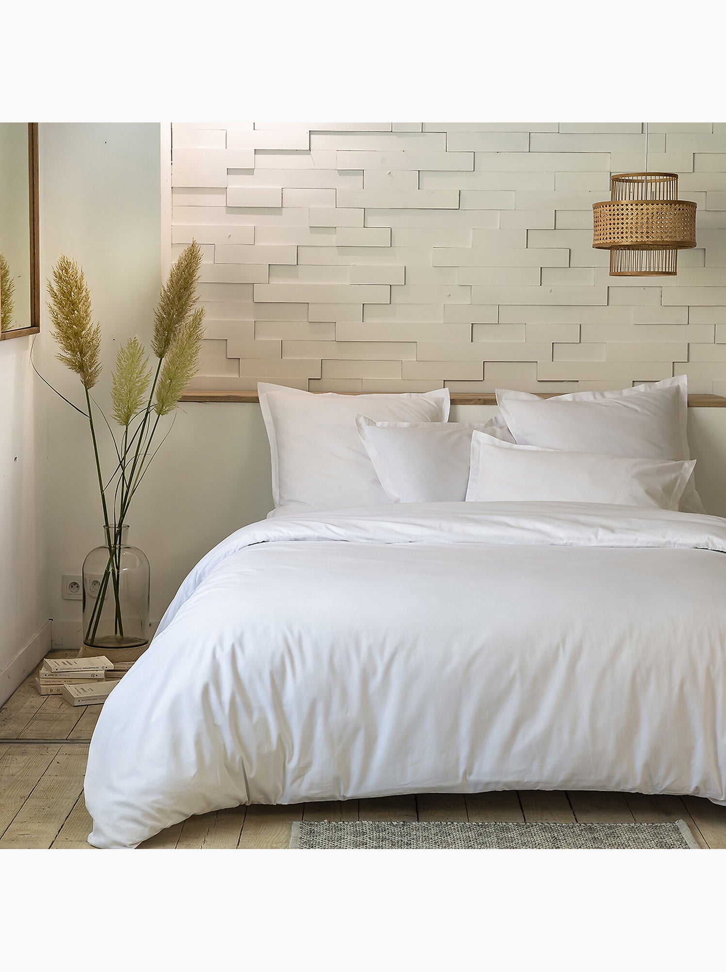 Parure de lit 240x220 cm percale de coton unie - mura - Blanc