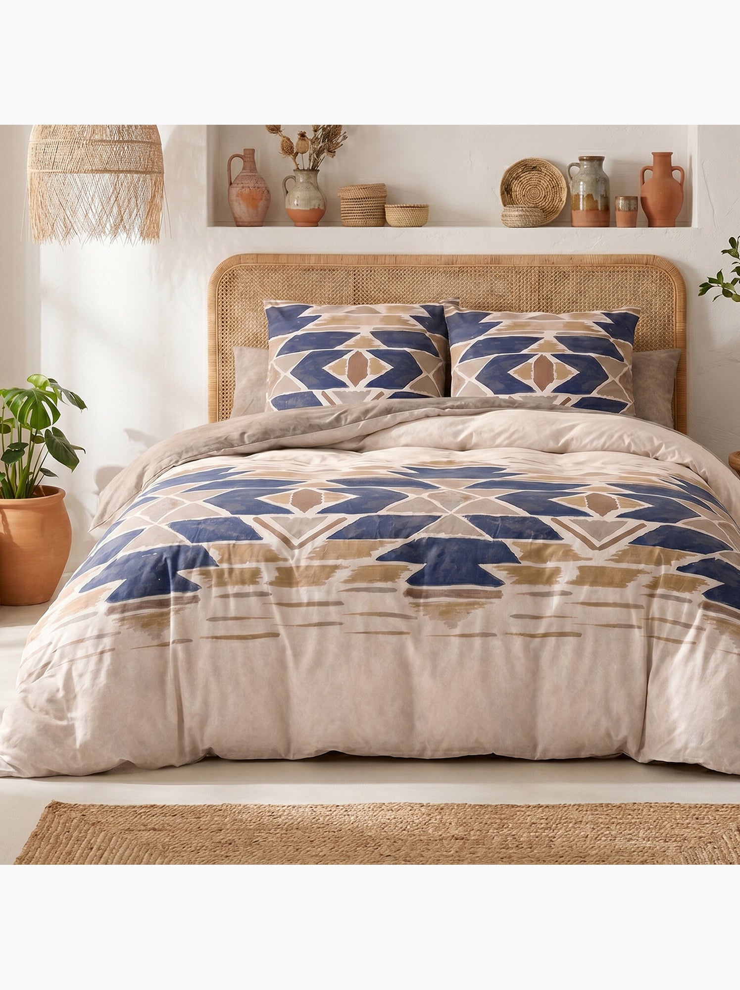 Parure housse de couette en coton imprimée graphique - apotek - Multicolore