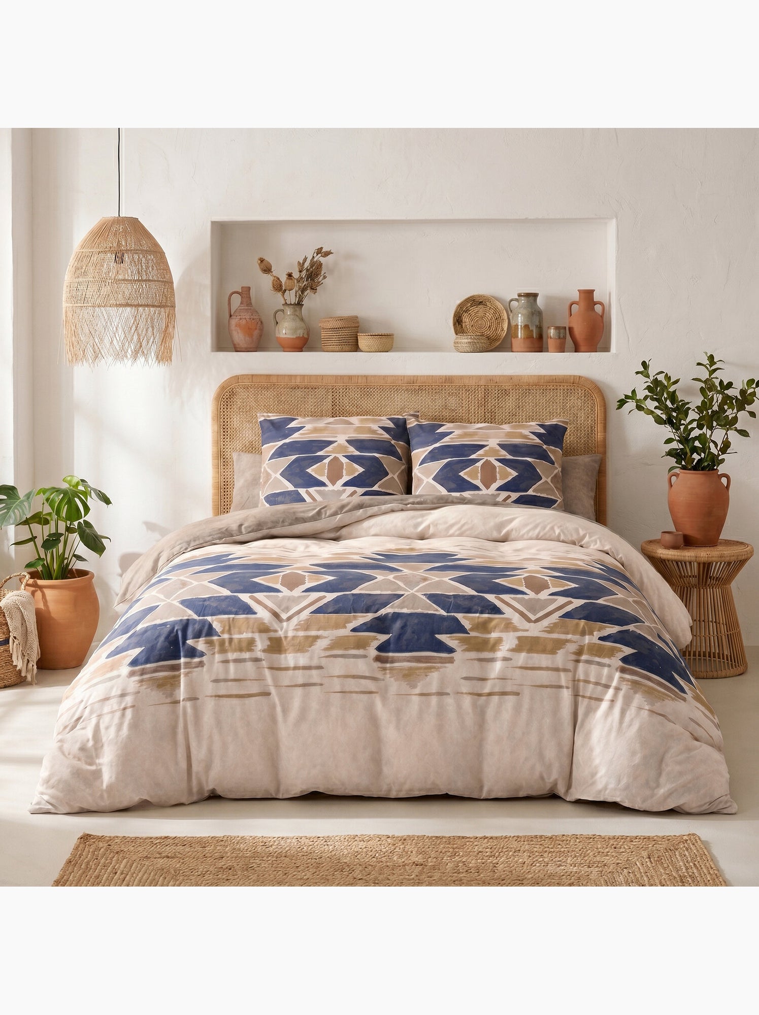 Parure housse de couette en coton imprimée graphique - apotek - Multicolore