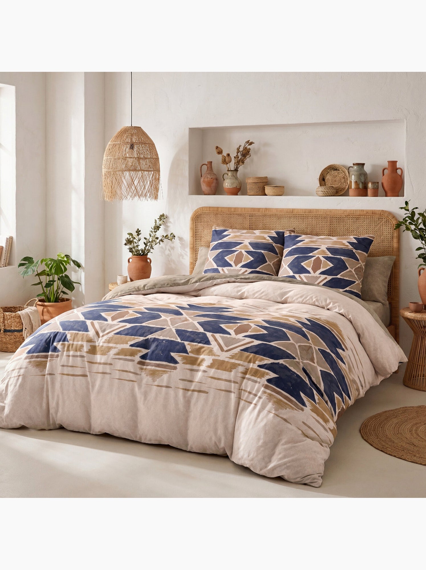 Parure housse de couette en coton imprimée graphique - apotek - Multicolore
