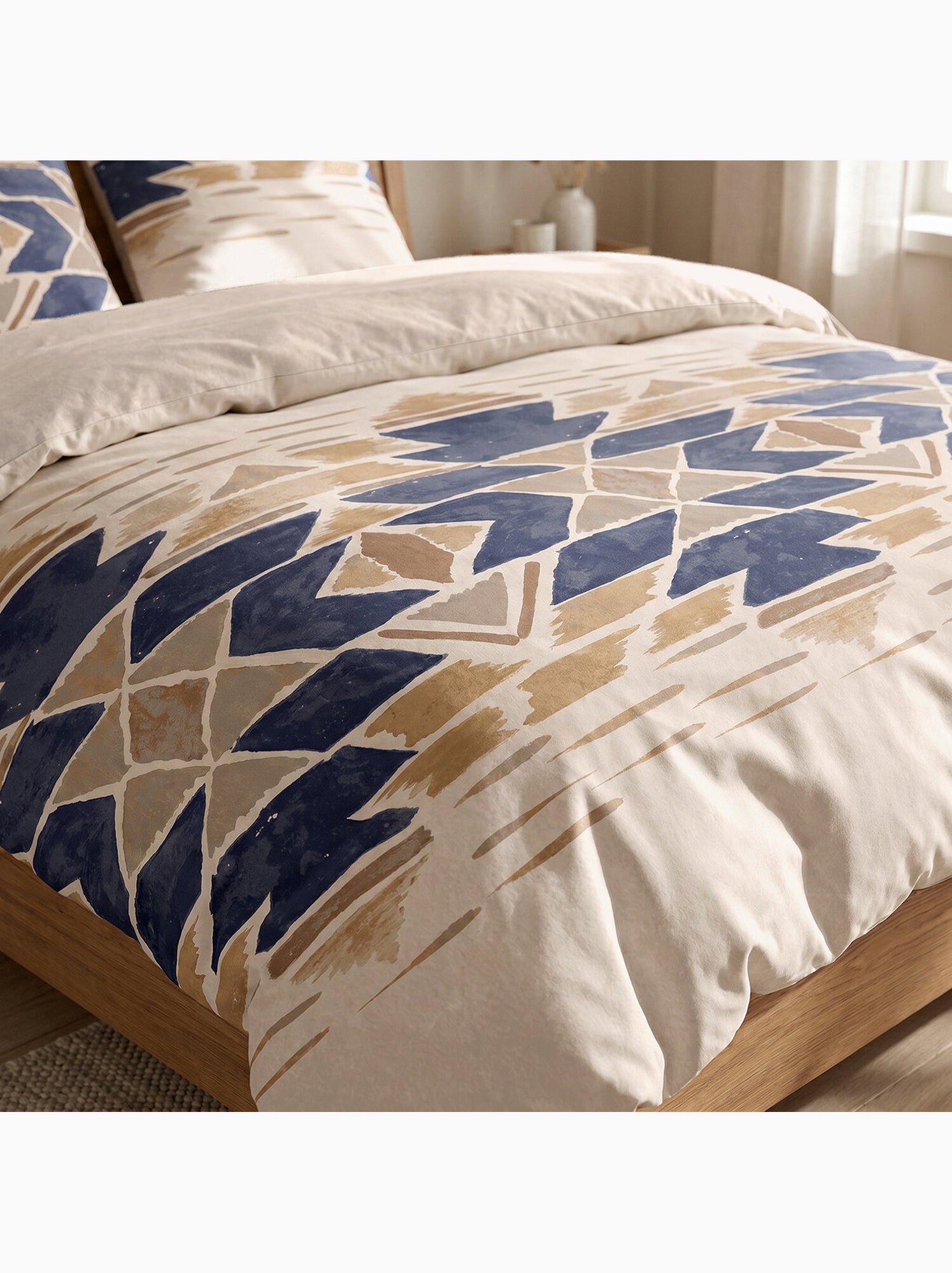Parure housse de couette en coton imprimée graphique - apotek - Multicolore
