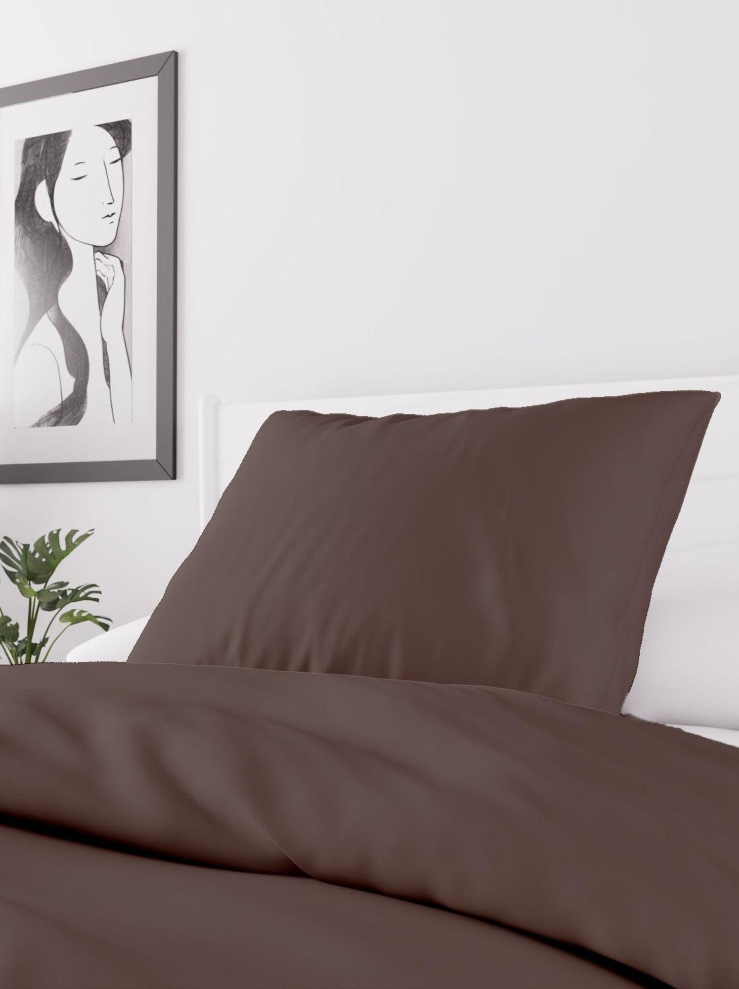 Parure housse de couette en microfibre lavée boheme, par soleil d'ocre avec 1 taie d'oreiller - Marron