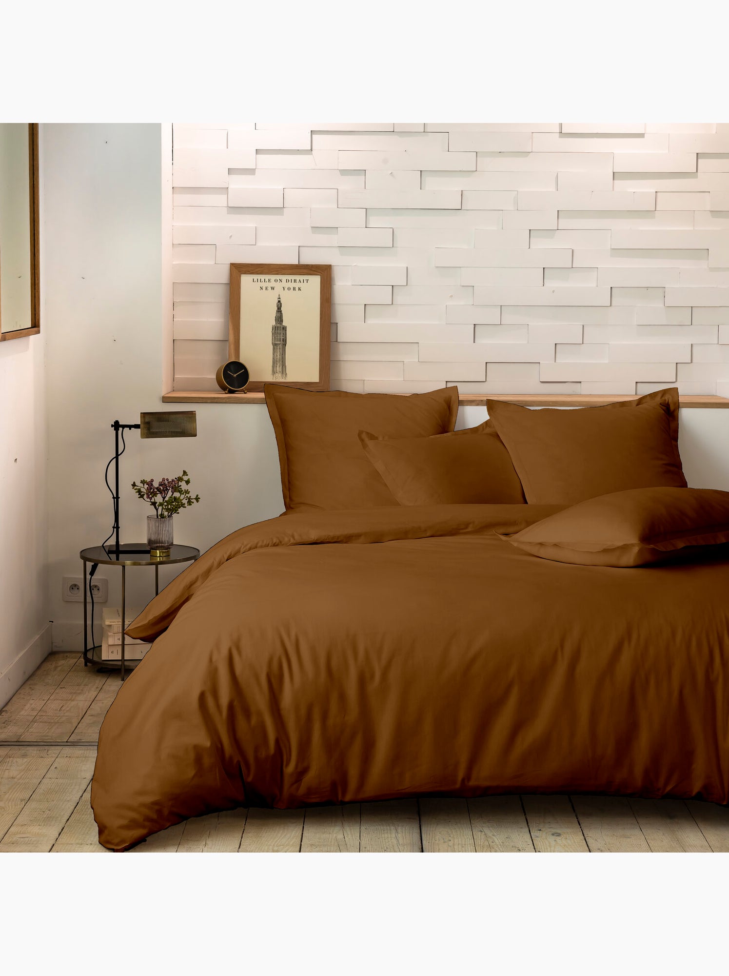 Parure de lit 240x220 cm percale de coton unie - mura - Ocre