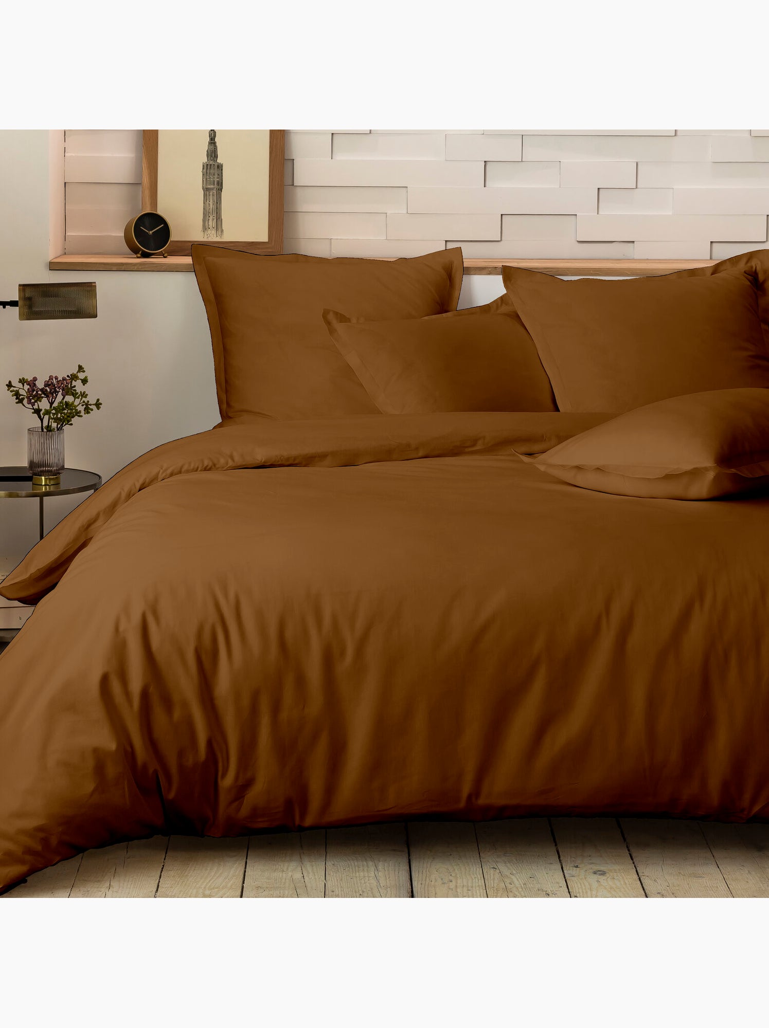 Parure de lit 240x220 cm percale de coton unie - mura - Ocre