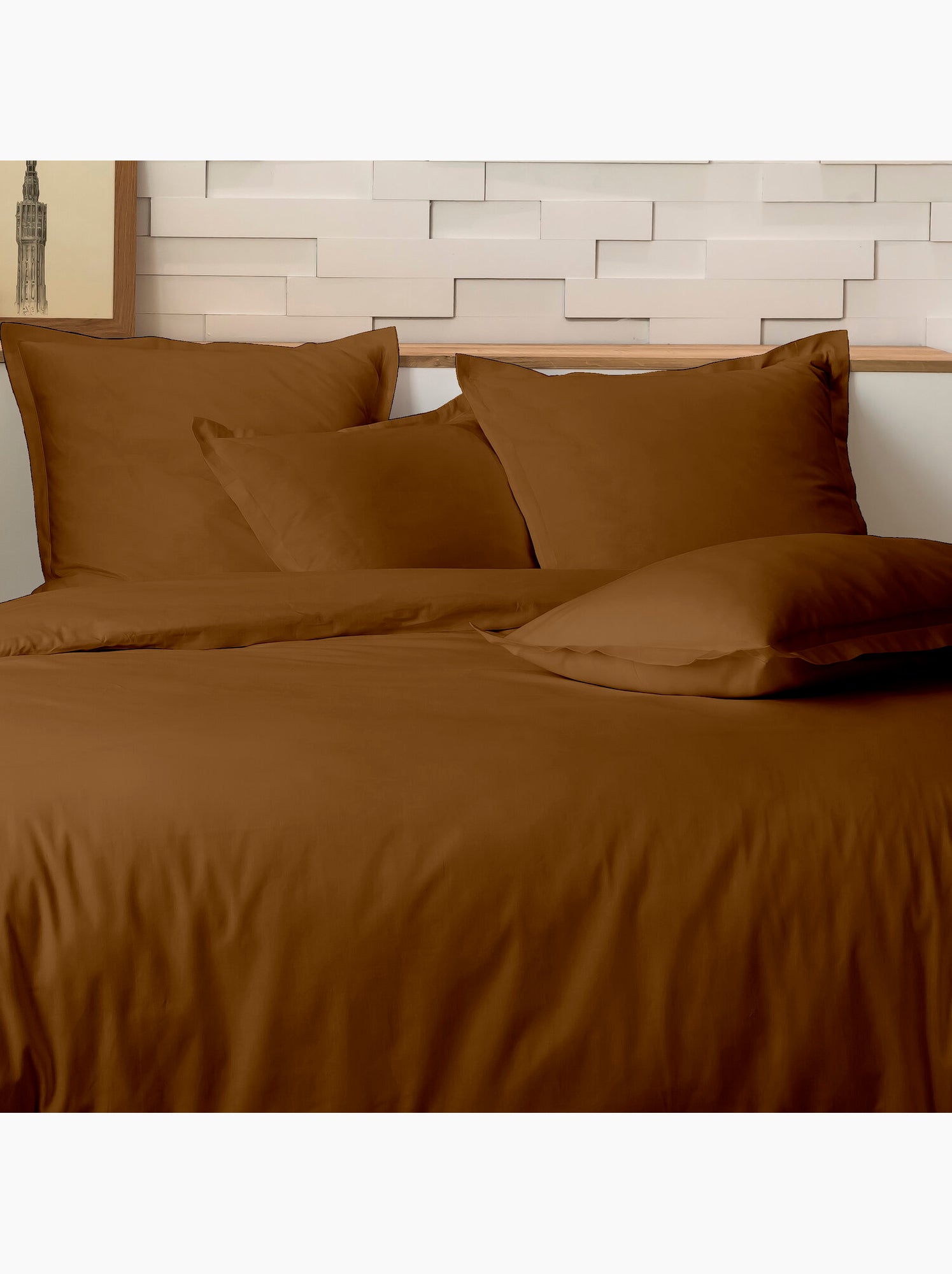 Parure de lit 240x220 cm percale de coton unie - mura - Ocre