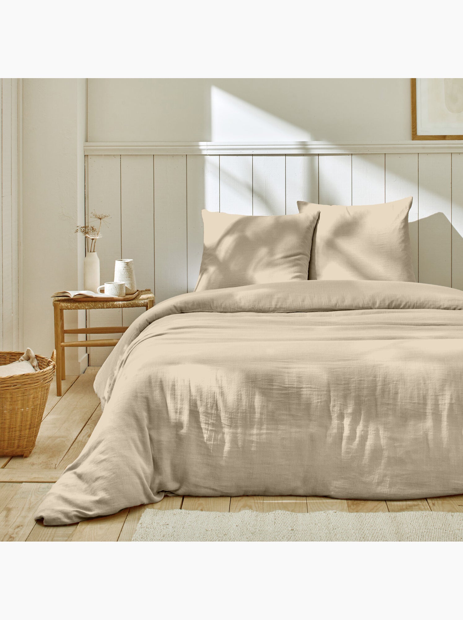 Parure housse de couette + taie(s) gaze coton ozen - Lin