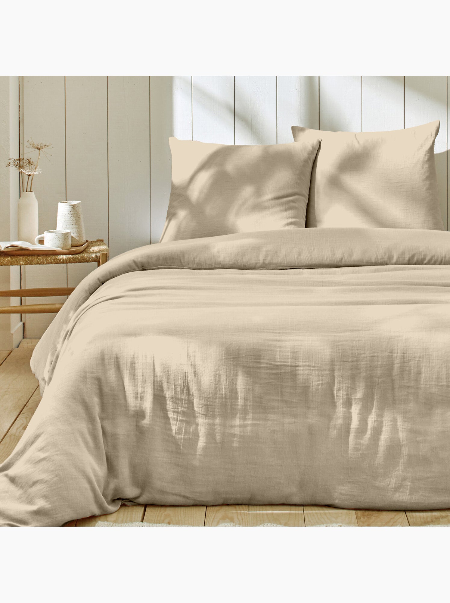 Parure housse de couette + taie(s) gaze coton ozen - Lin