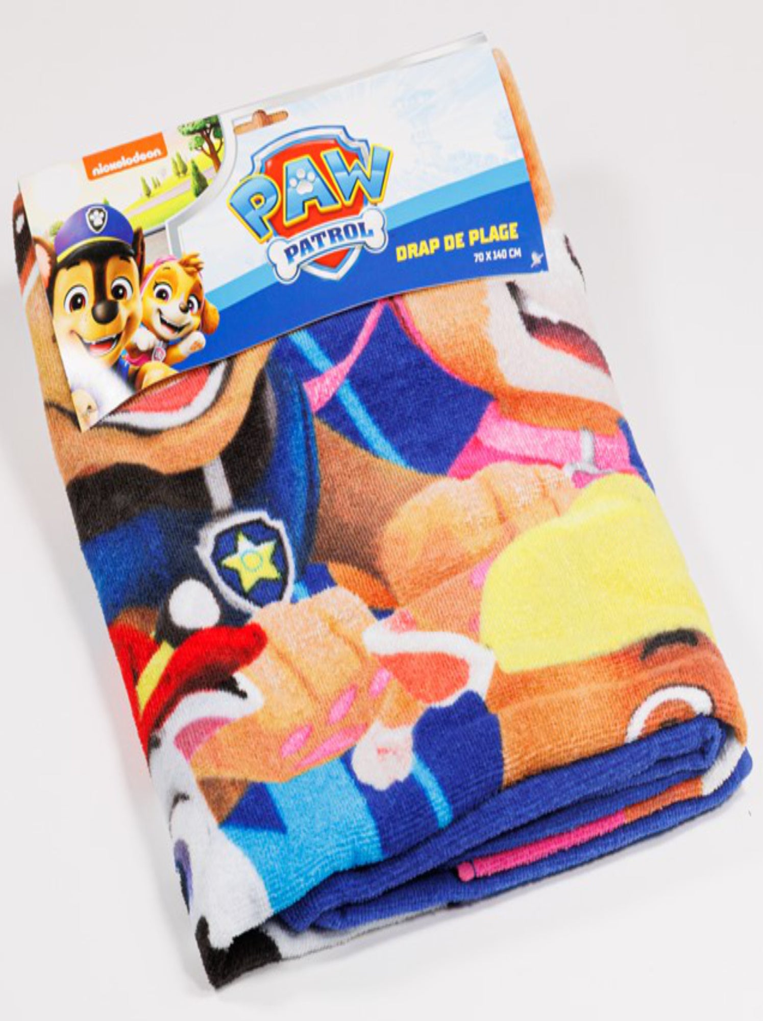 Pat Patrouille, Serviette de Bain Enfant Imprimé 100% Coton, CHASE - Bleu