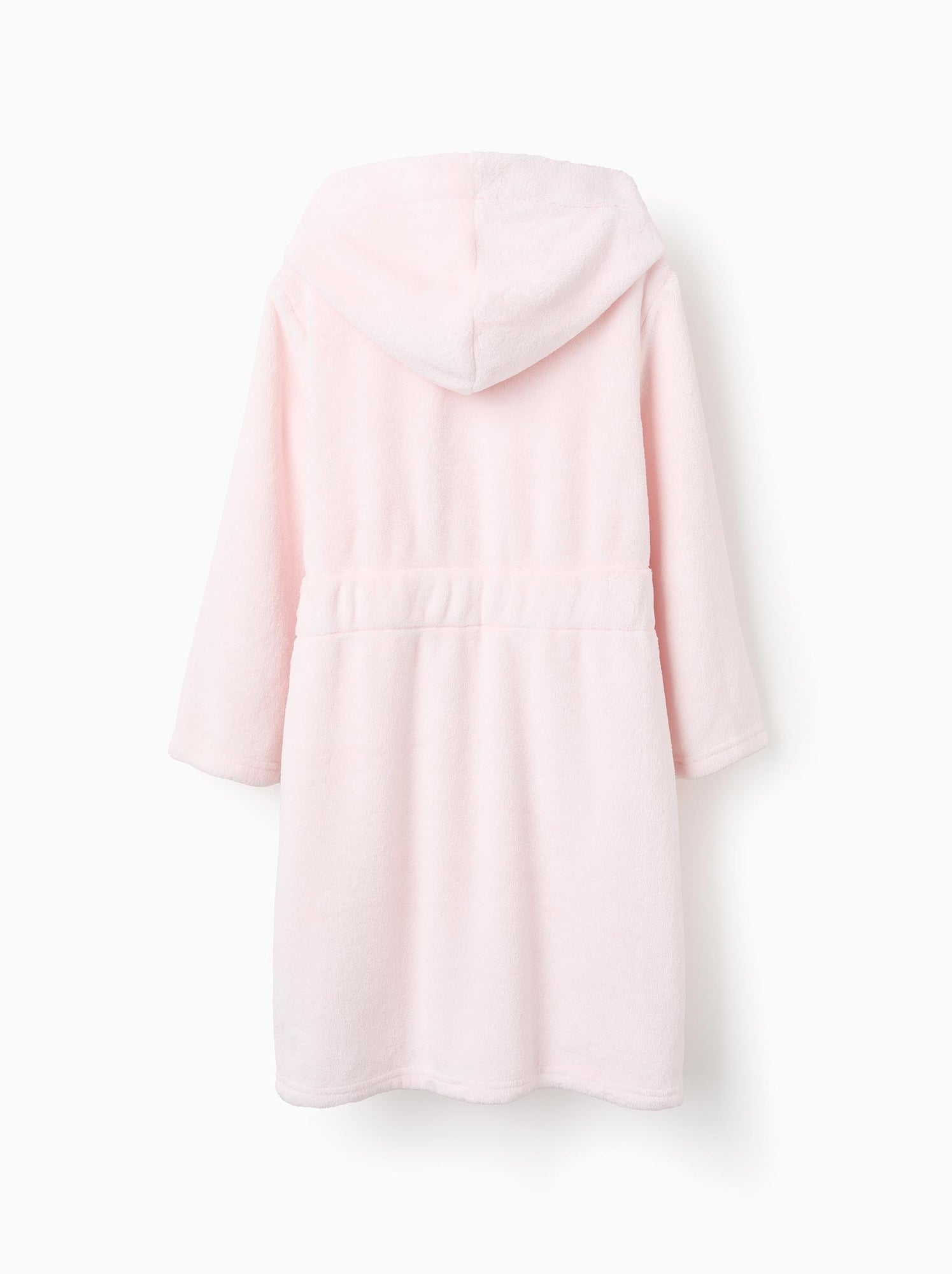 Peignoir en coraline avec capuche et ceinture - Rose clair