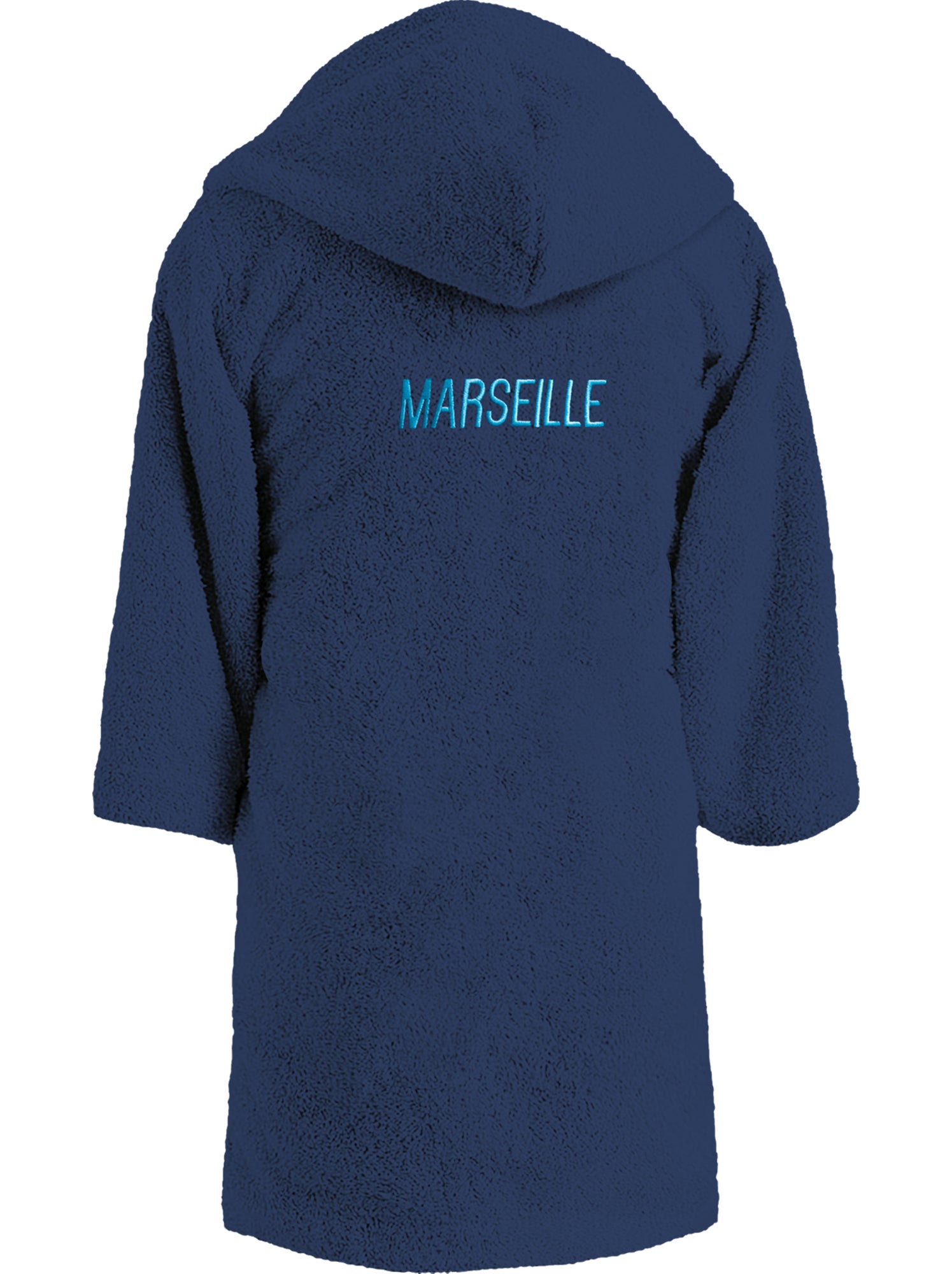 Peignoir enfant brodé 100% coton, OM RUBAN - Bleu marine