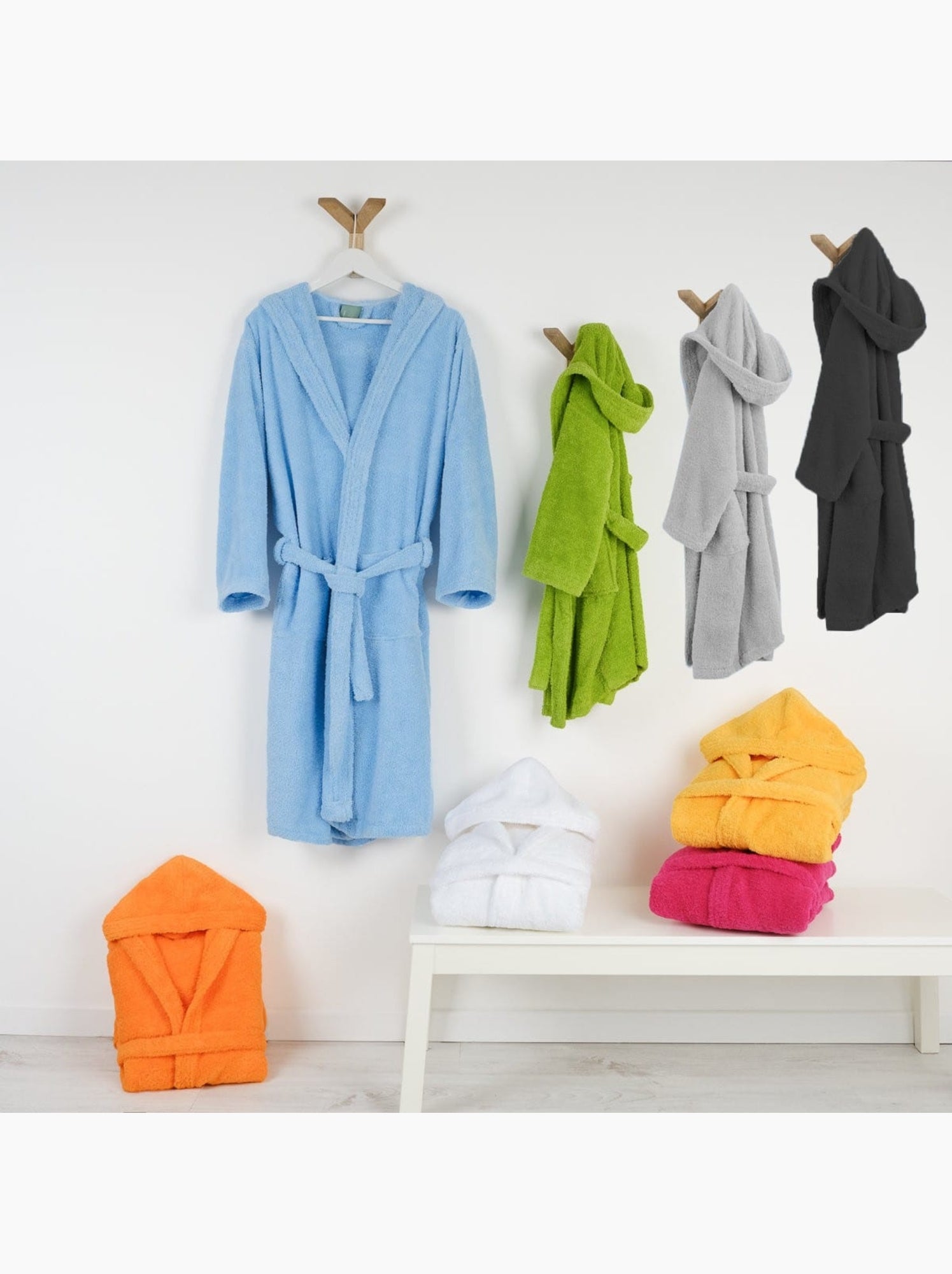 Peignoir enfant capuche en coton bouclette éponge COCOON - Blanc