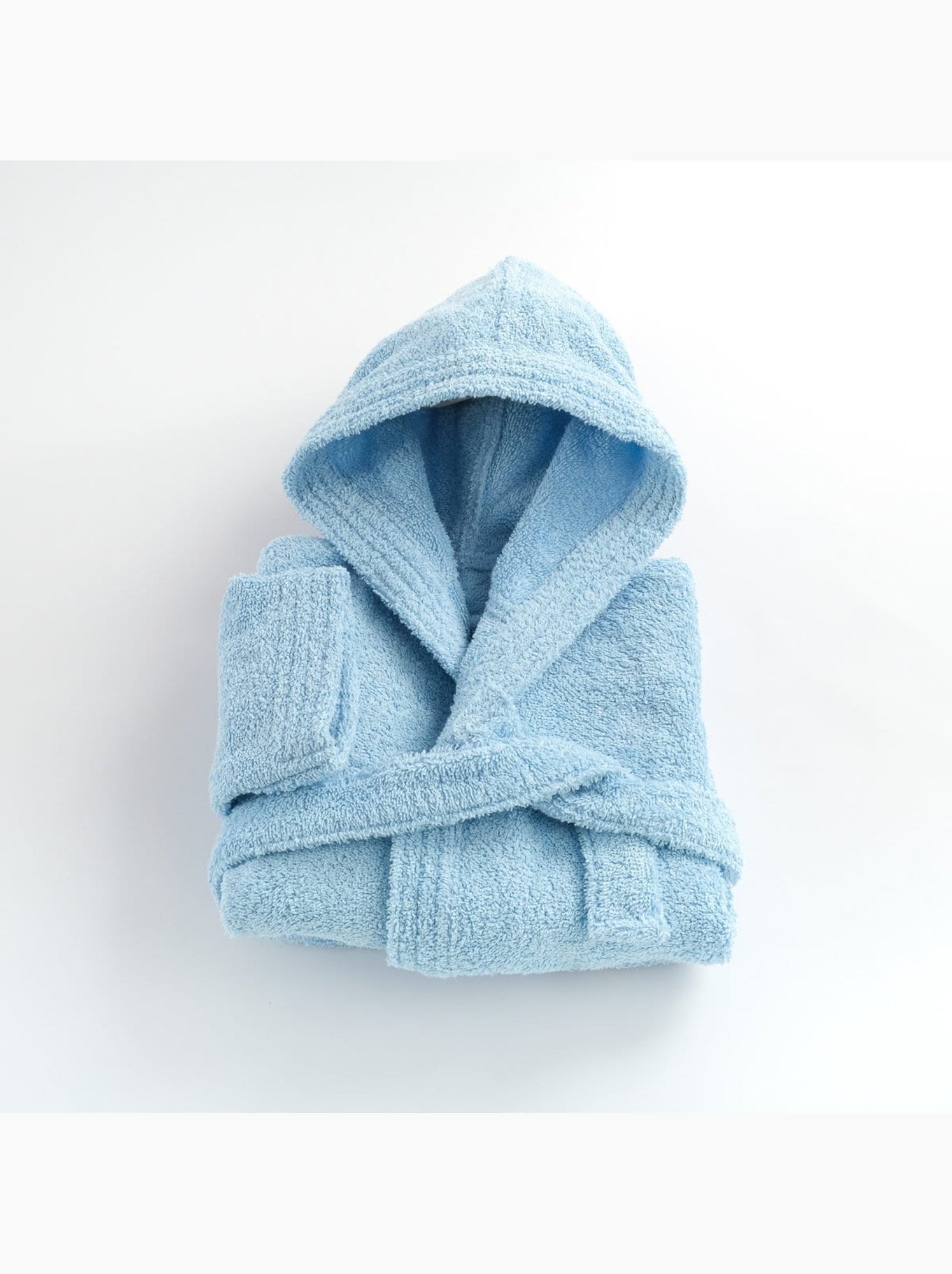 Peignoir enfant capuche en coton bouclette éponge COCOON - Bleu