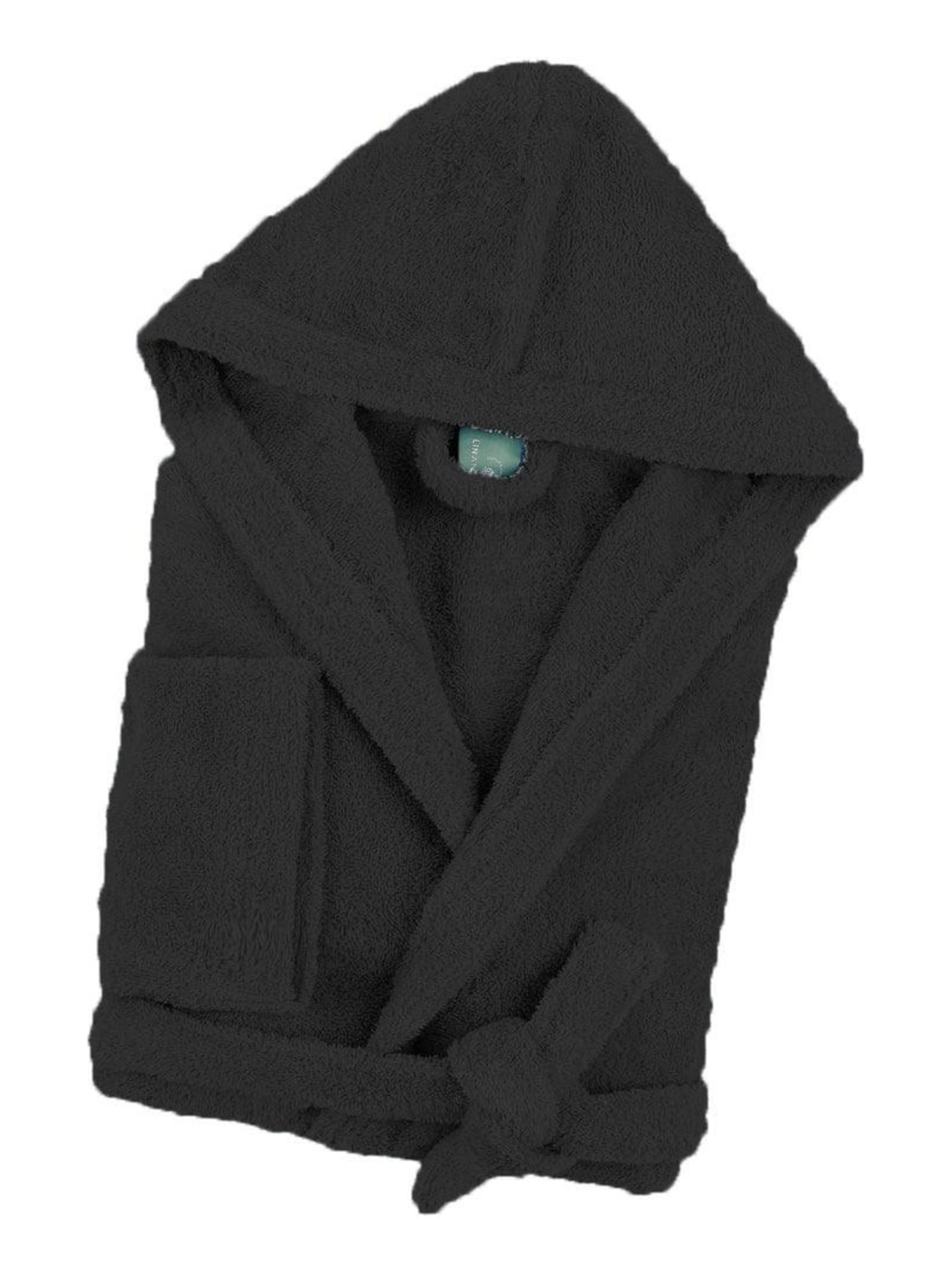 Peignoir enfant capuche en coton bouclette éponge COCOON - Noir Noir