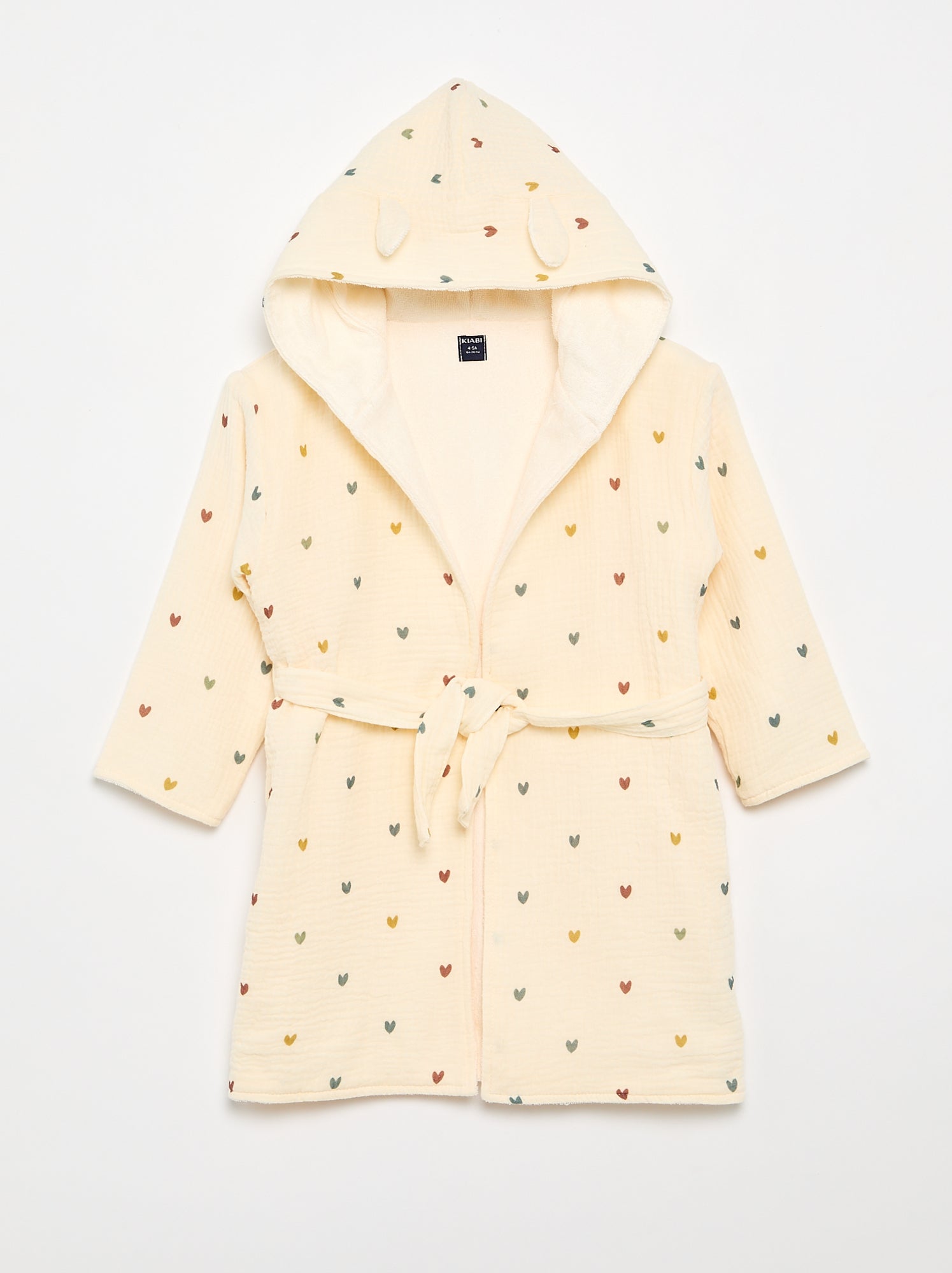 Peignoir enfant en éponge et gaze de coton - Beige