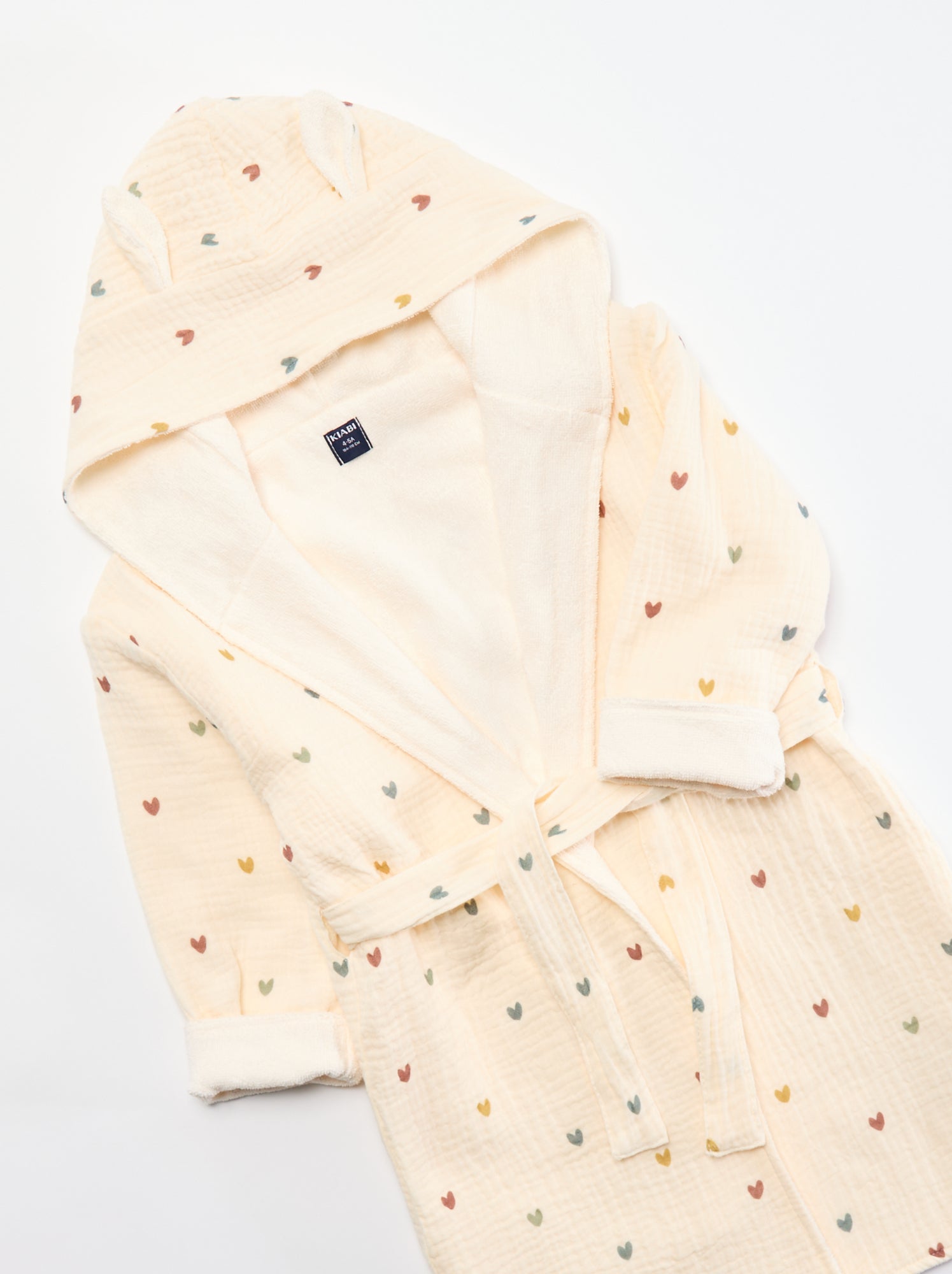 Peignoir enfant en éponge et gaze de coton - Beige