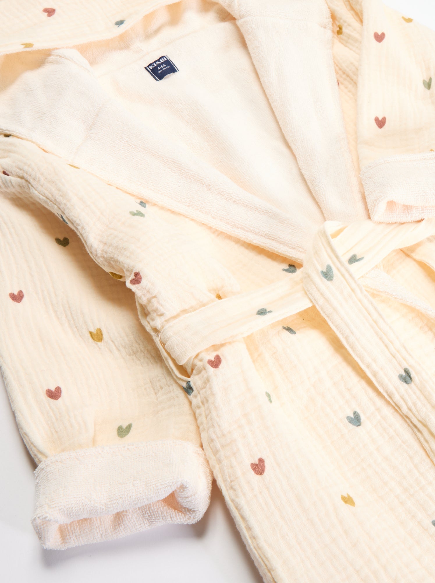 Peignoir enfant en éponge et gaze de coton - Beige