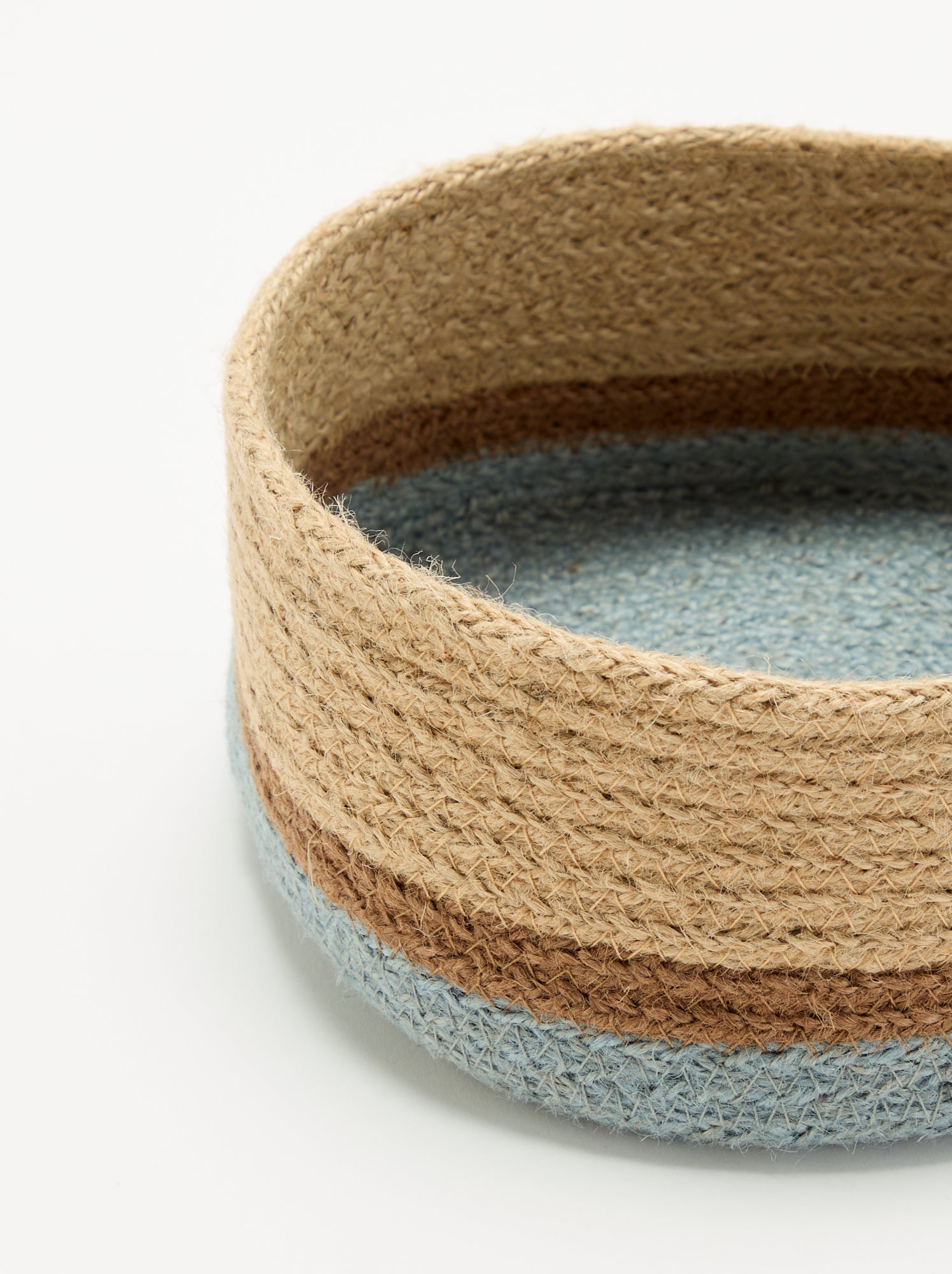 Petit panier de rangement en jute - Bleu