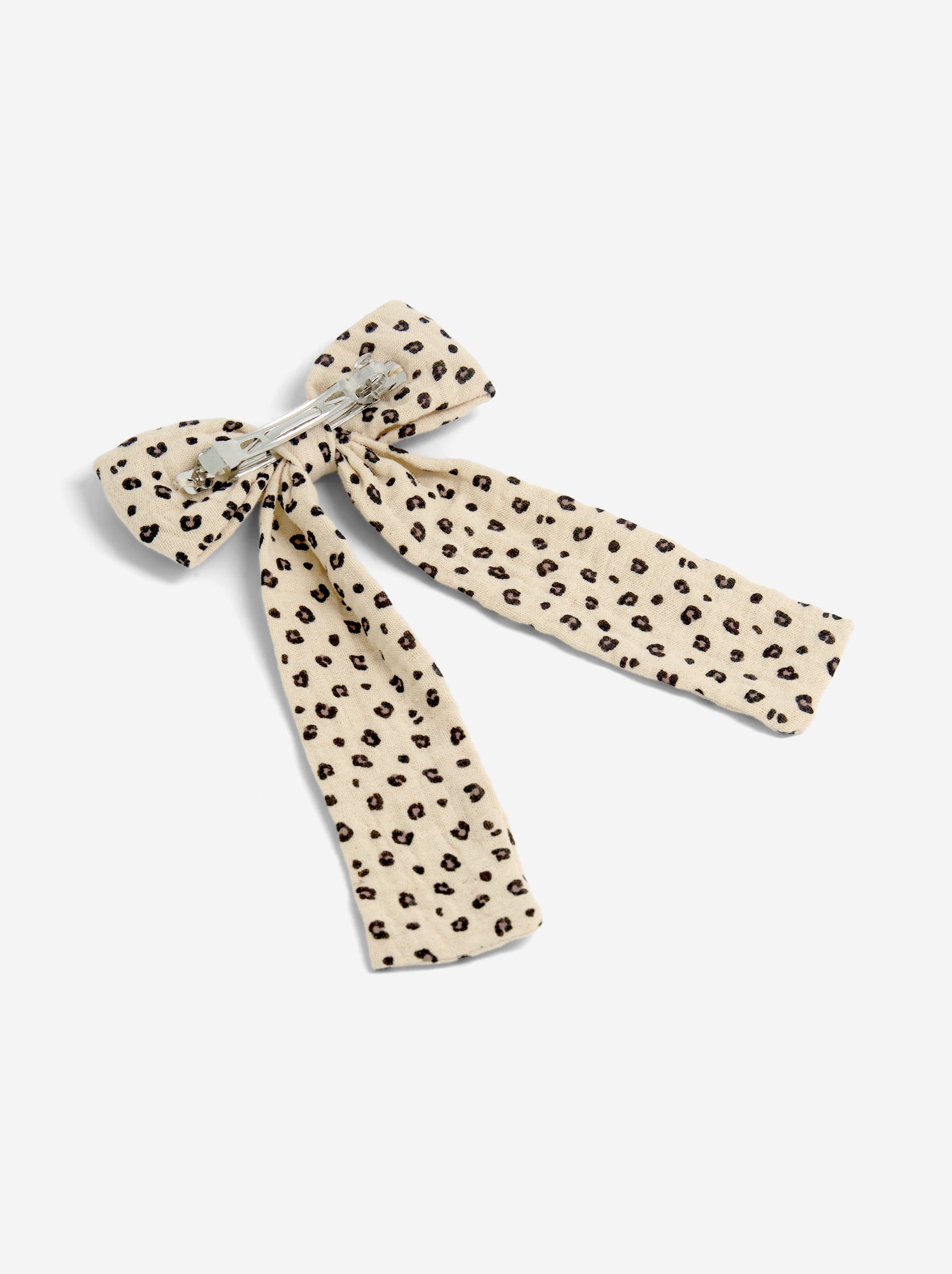 Pince avec gros nœud imprimé - Beige