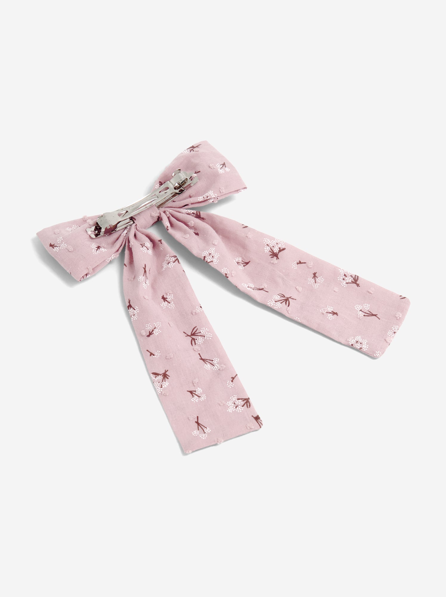 Pince avec gros nœud imprimé - Rose