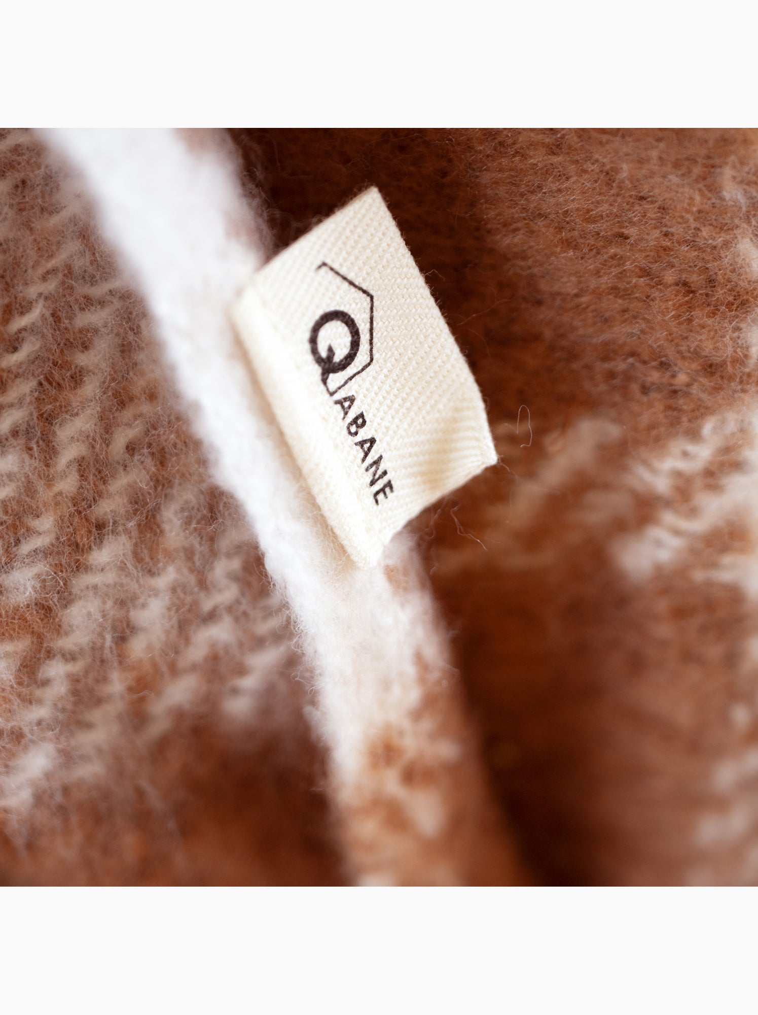 Plaid à carreaux aspect mohair avec franges - Marron clair