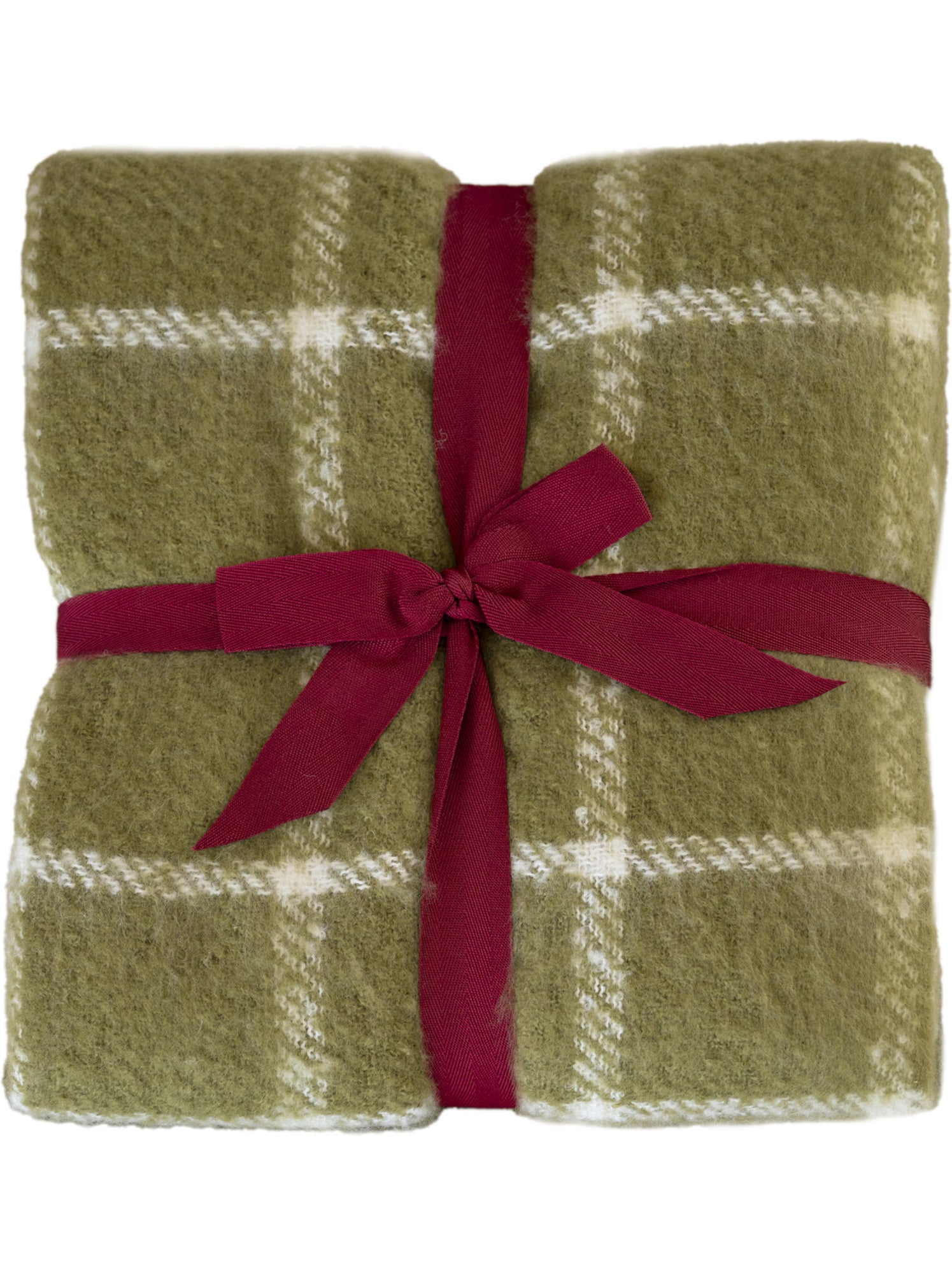 Plaid à carreaux aspect mohair avec franges - Vert