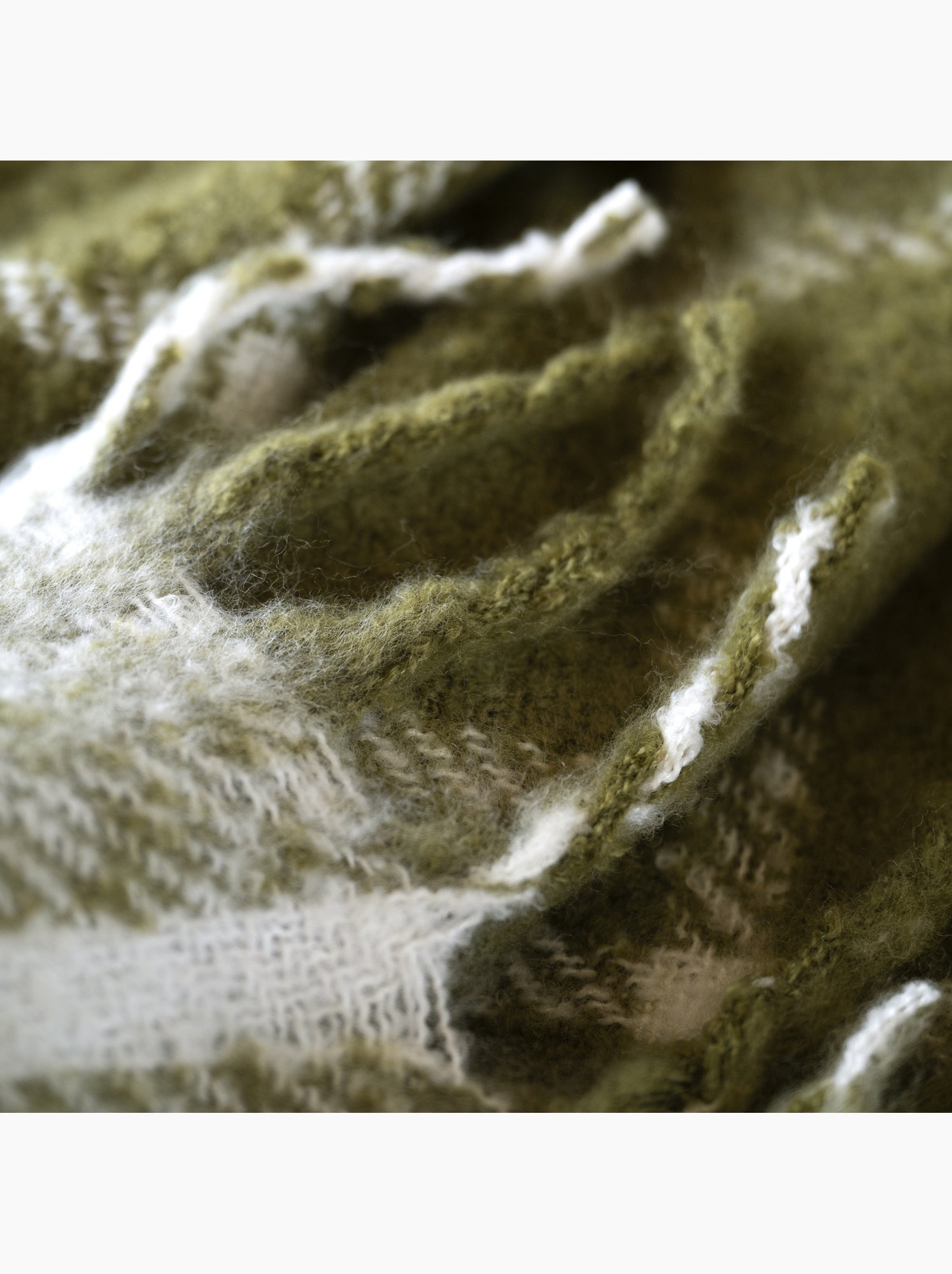 Plaid à carreaux aspect mohair avec franges - Vert