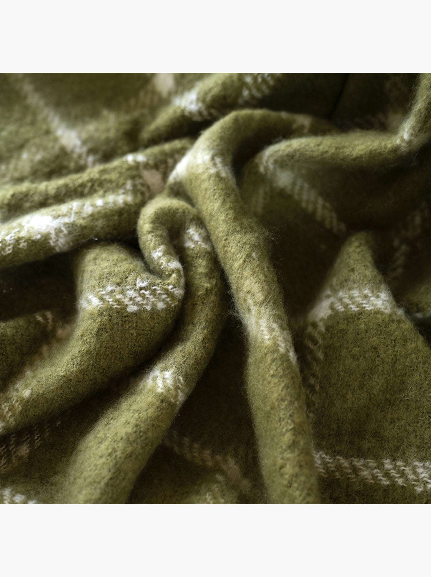 Plaid à carreaux aspect mohair avec franges - Vert