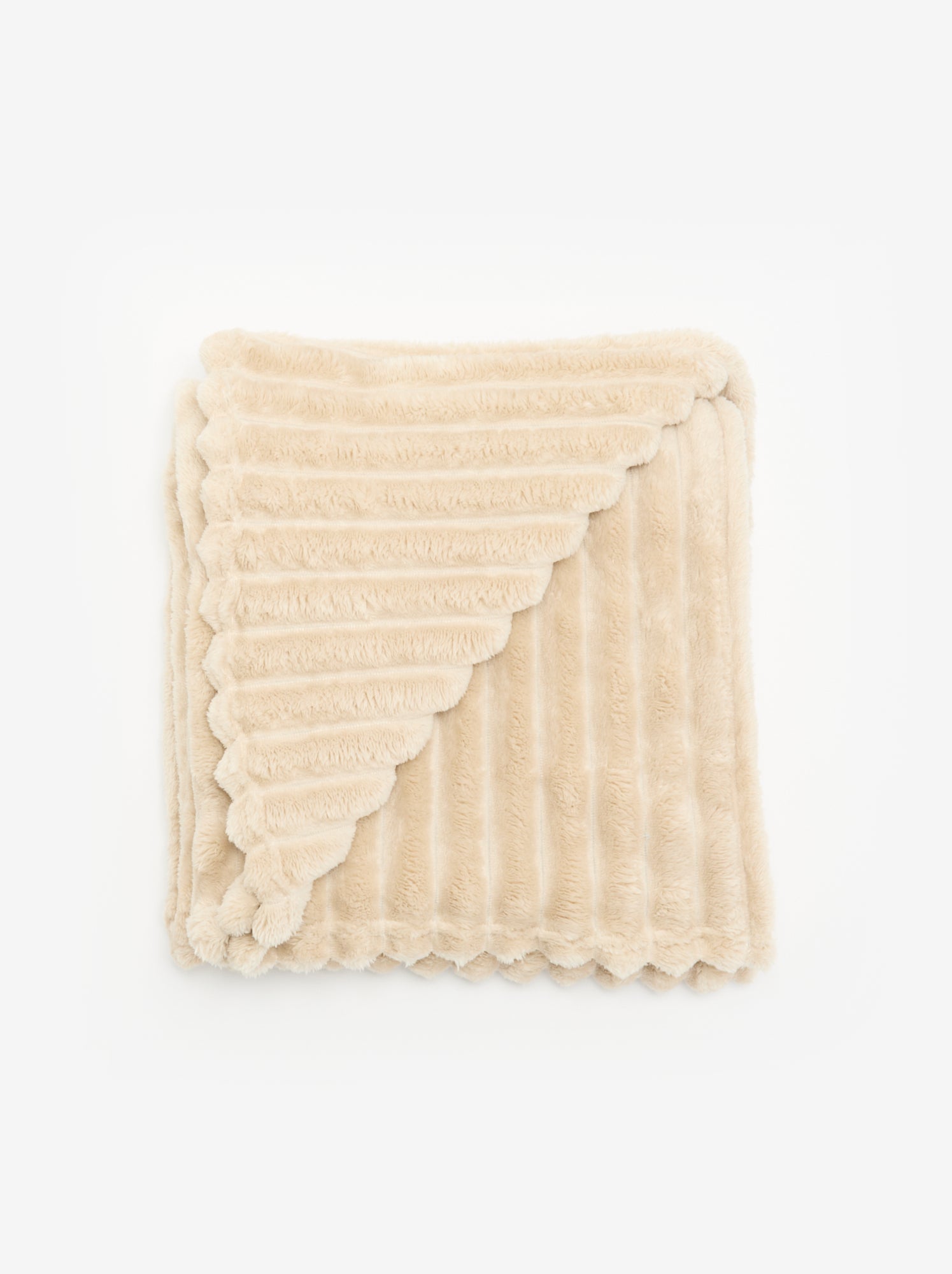 Plaid en matière côtelée - Beige