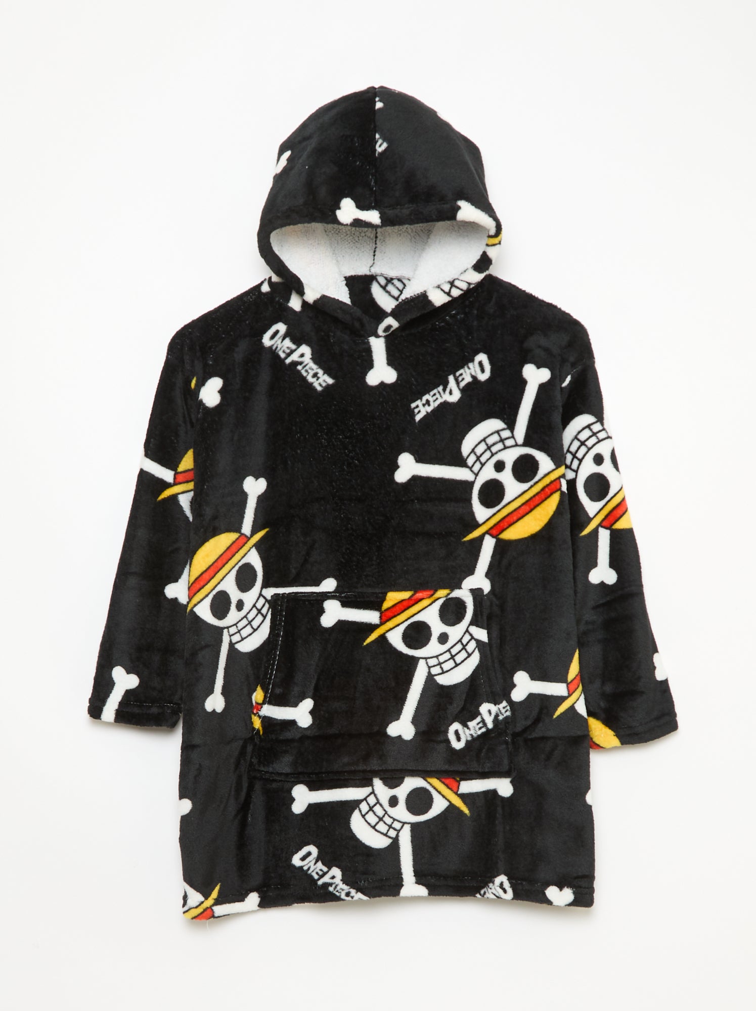 Plaid poncho enfant à capuche polaire 'Minnie' - Noir